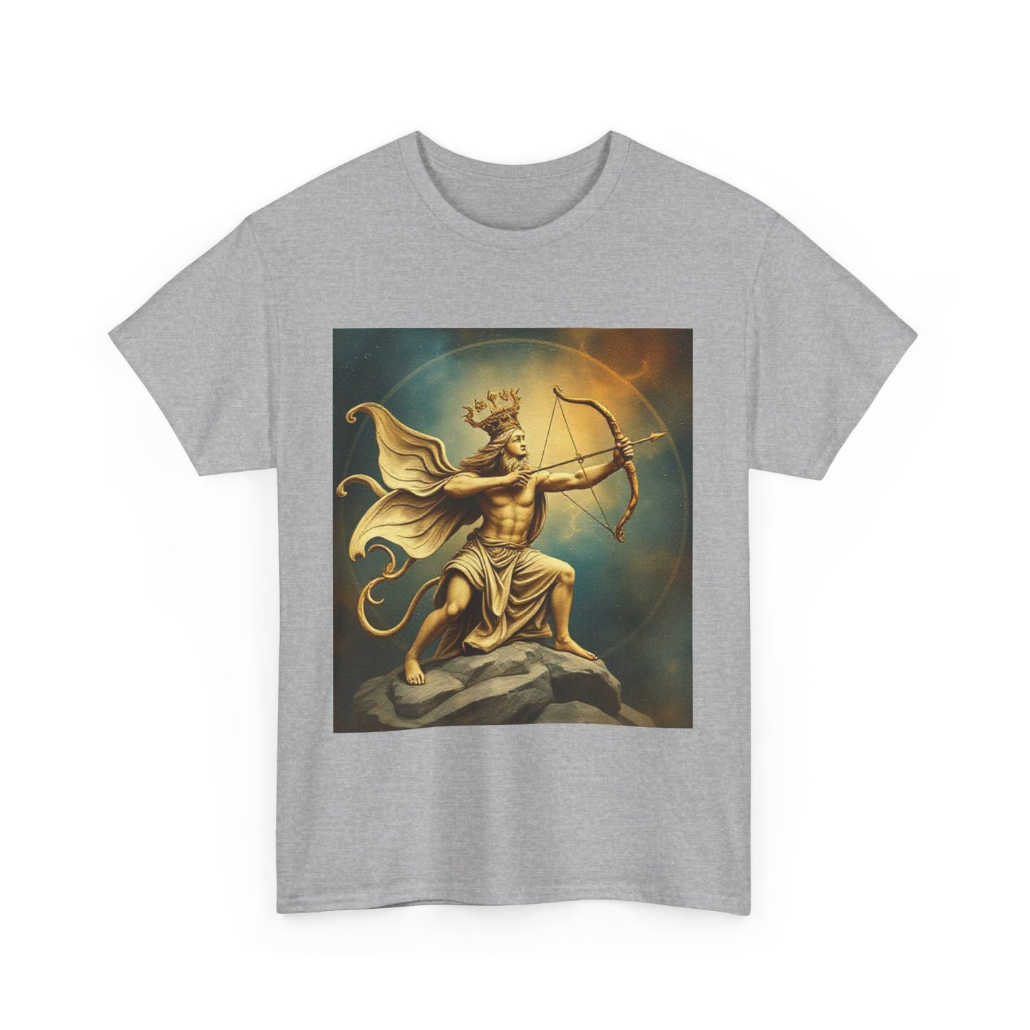 Unisex Heavy Cotton T-Shirt, Sagittarius King, Bow & Arrow, Zodiac Design