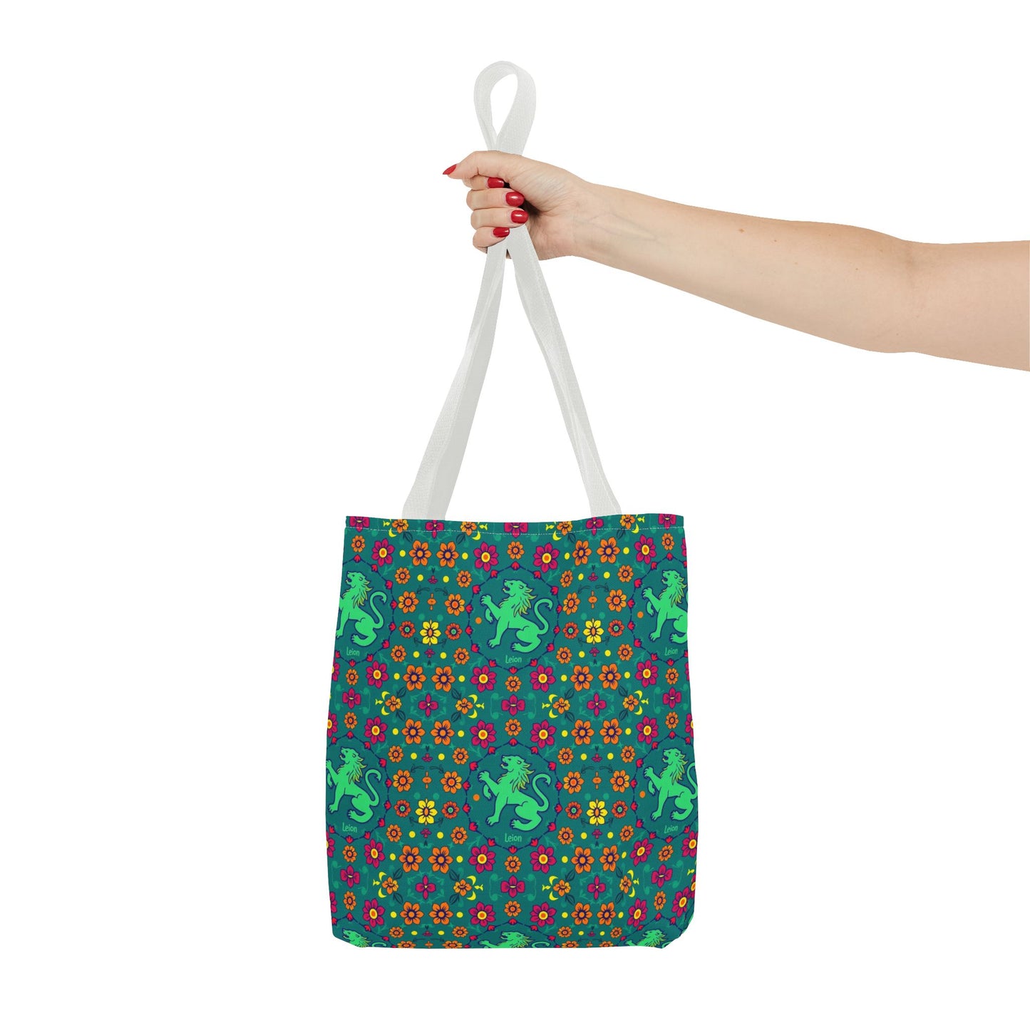 Tote Bag (AOP), Leo, Zodiac v1, Flower Pattern