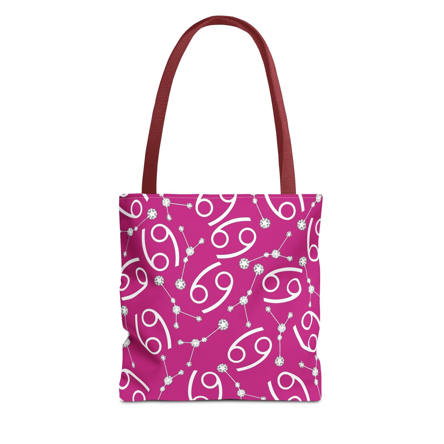Tote Bag, Cancer Zodiac Sign, AOP, (Pink, White)