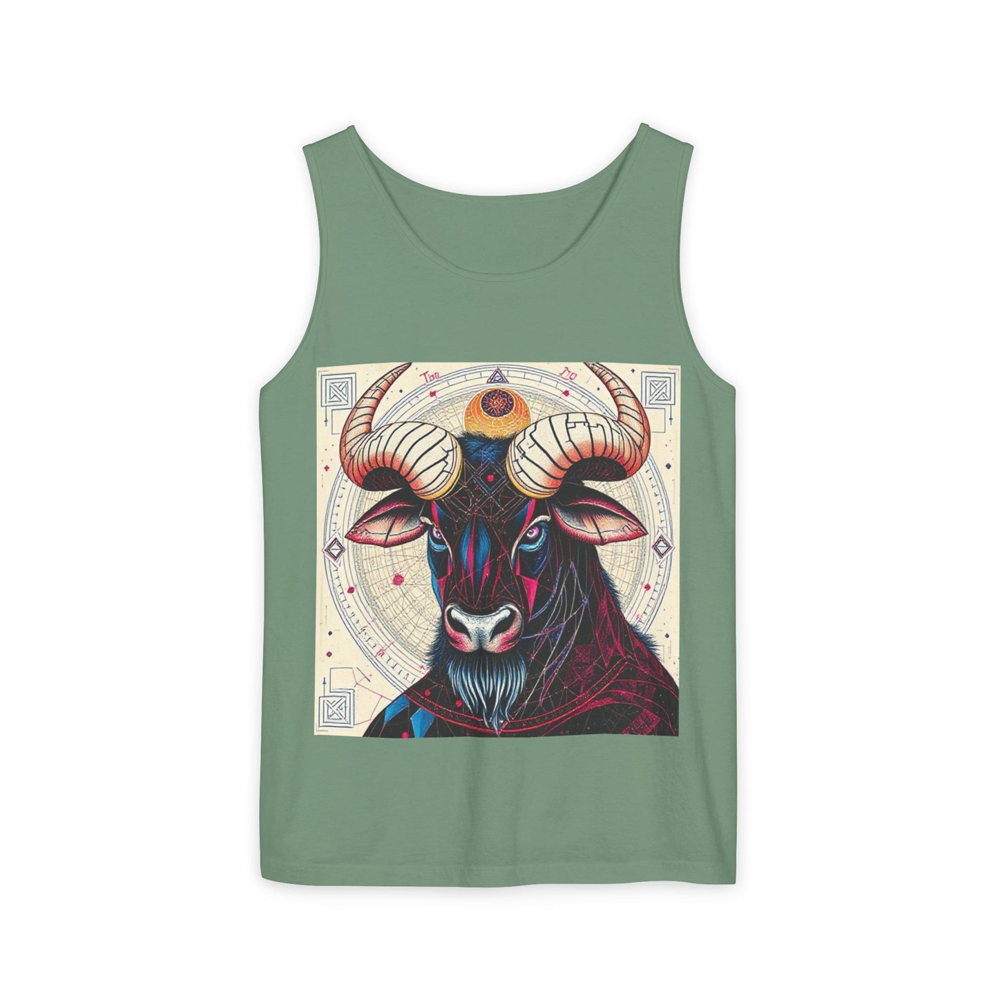 Unisex Garment-Dyed, Tank Top, Taurus Design, Pop Art, 100% US cotton