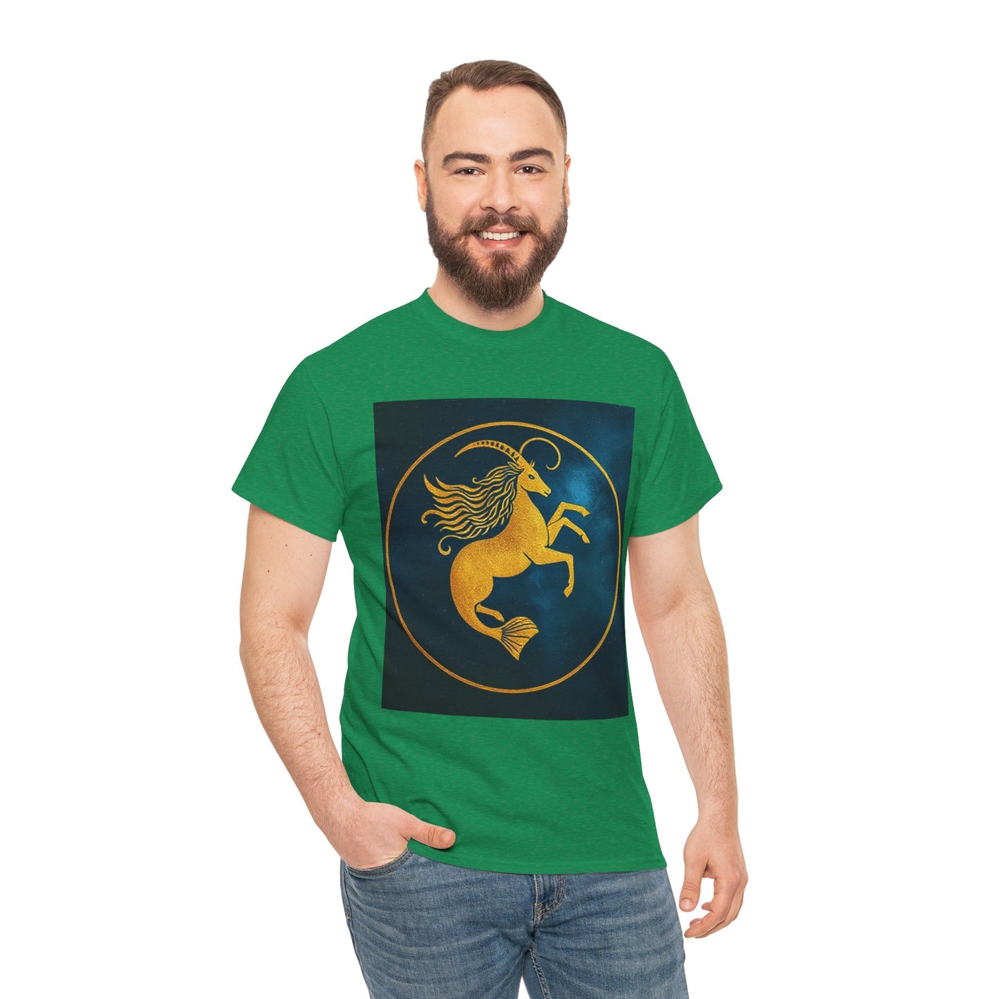 Unisex Heavy Cotton T-Shirt, Capricorn Animal v4, Symbol, Zodiac Design