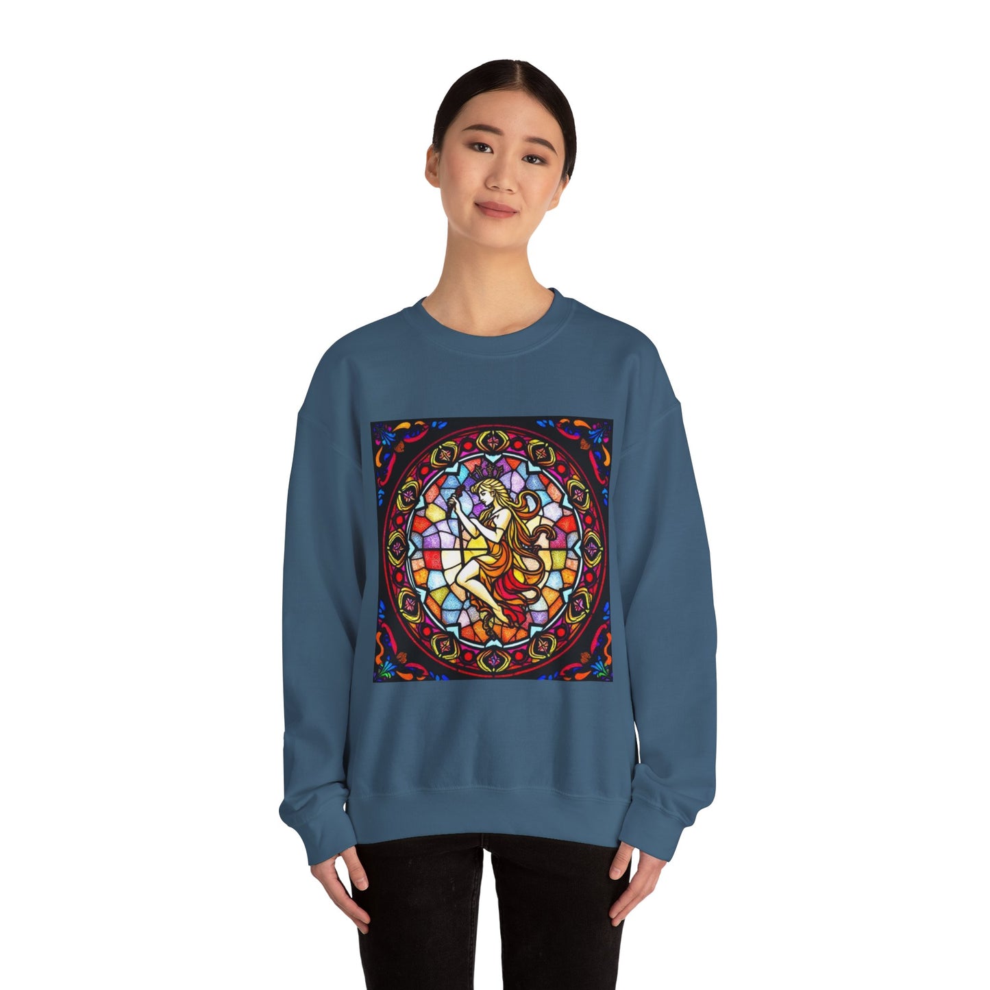 Unisex Heavy Blend™ Crewneck Sweatshirt, Glass, Virgo Zodiac Design