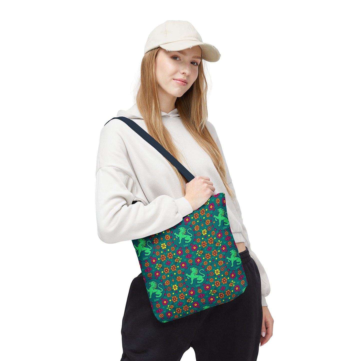 Tote Bag (AOP), Leo, Zodiac v1, Flower Pattern