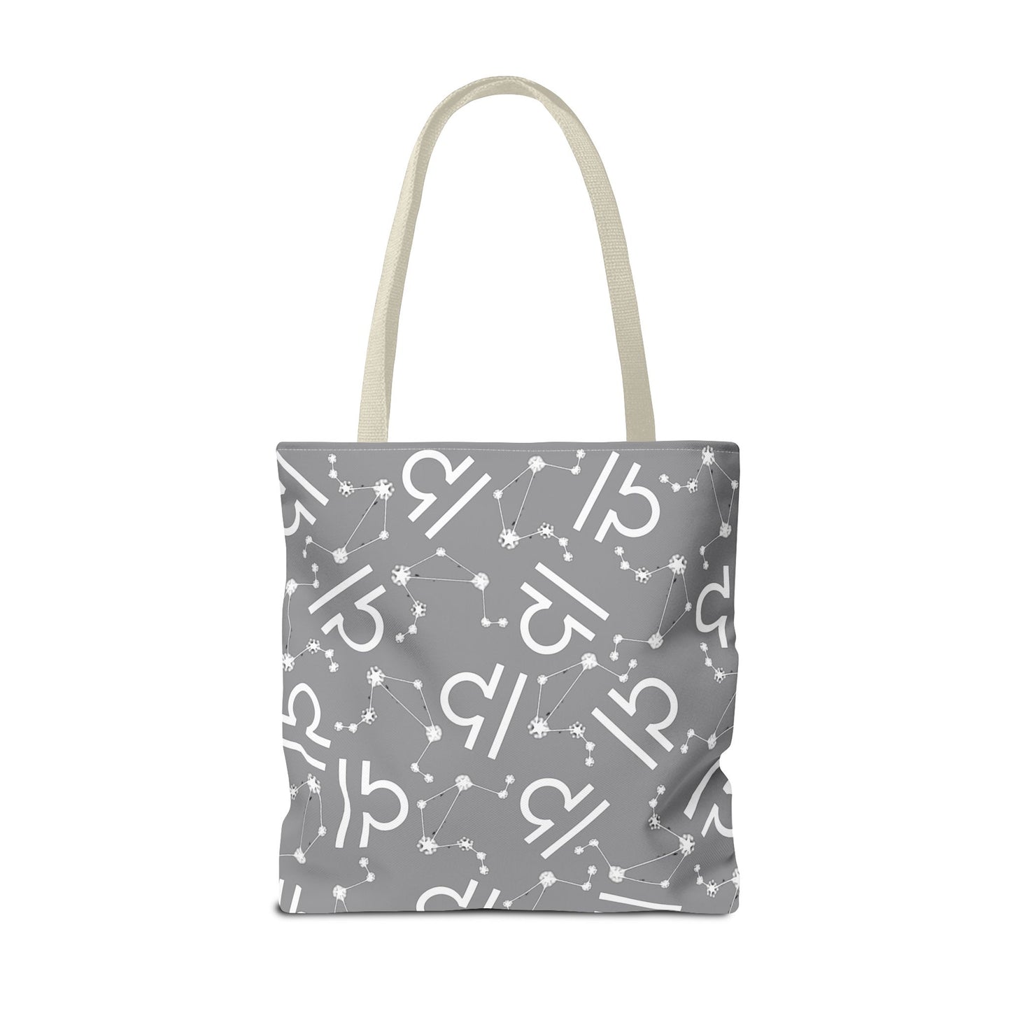Tote Bag, Libra Zodiac Sign, AOP, (Grey, White)