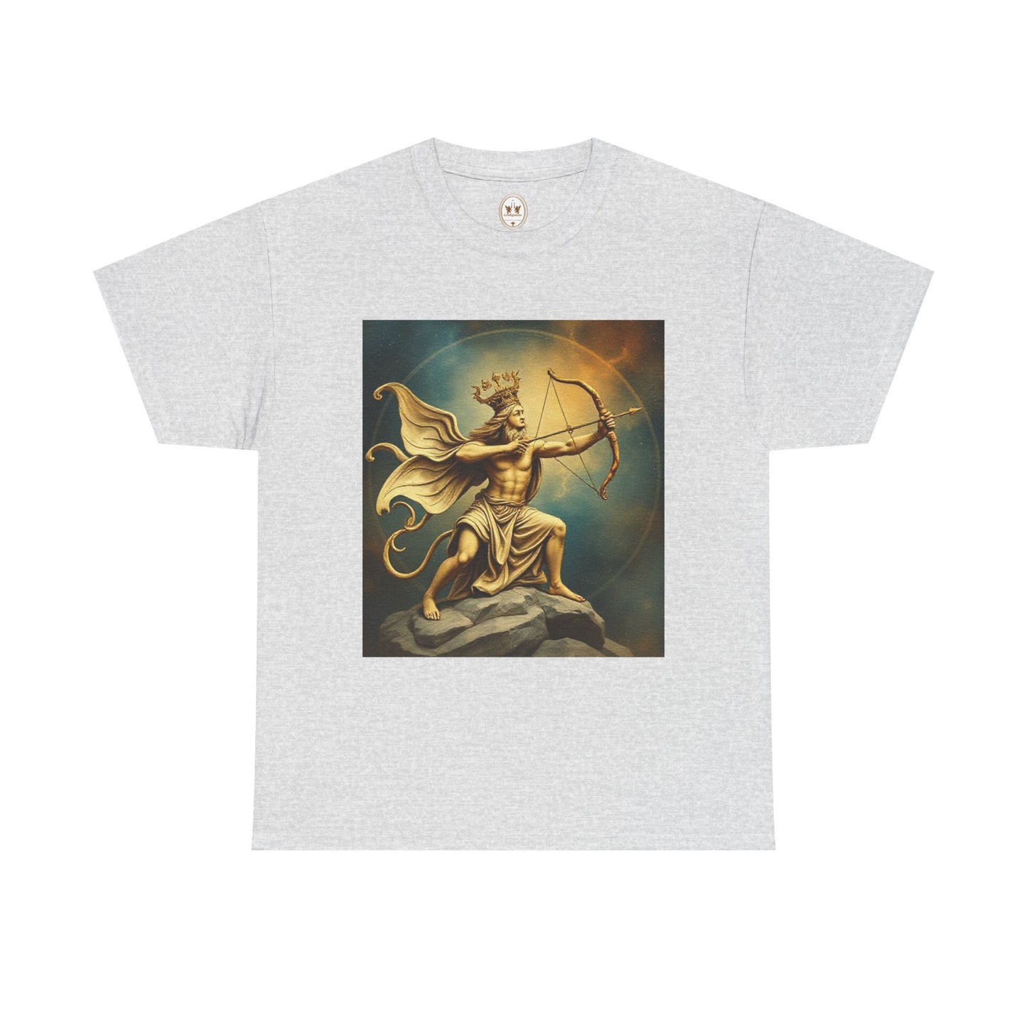 Unisex Heavy Cotton T-Shirt, Sagittarius King, Bow & Arrow, Zodiac Design