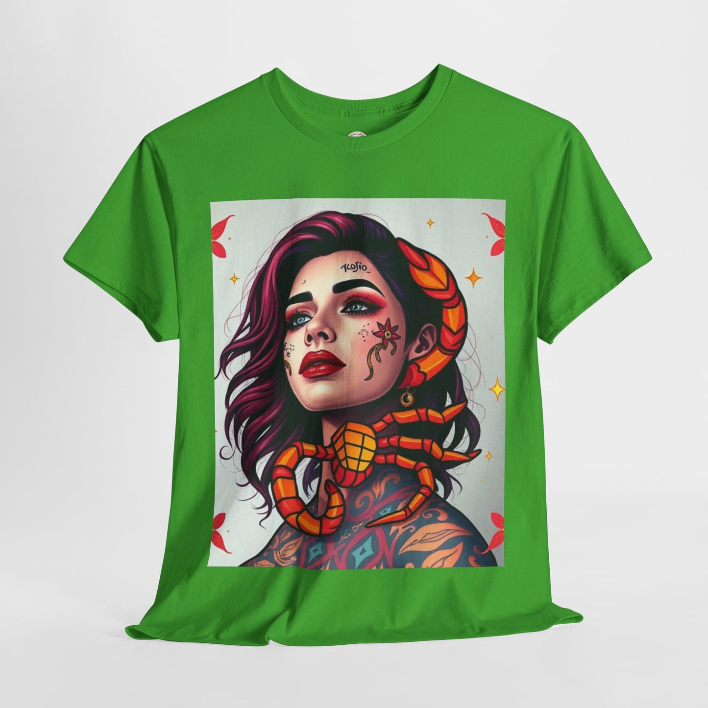Unisex Heavy Cotton T-Shirt, Scorpio, Zodiac v3, Sexy Art