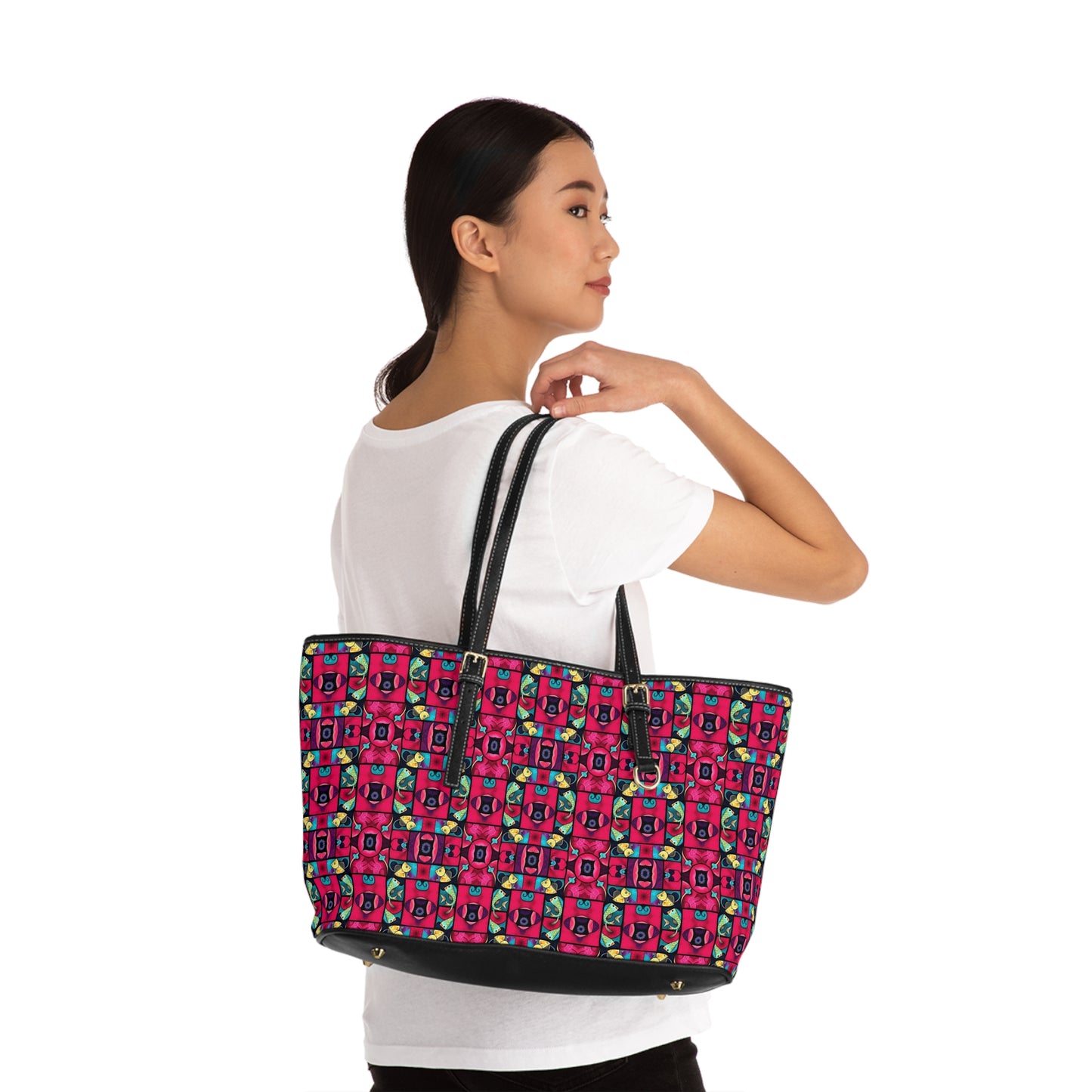 Leather Shoulder Bag, Pisces, Zodiac, Shapes Pattern