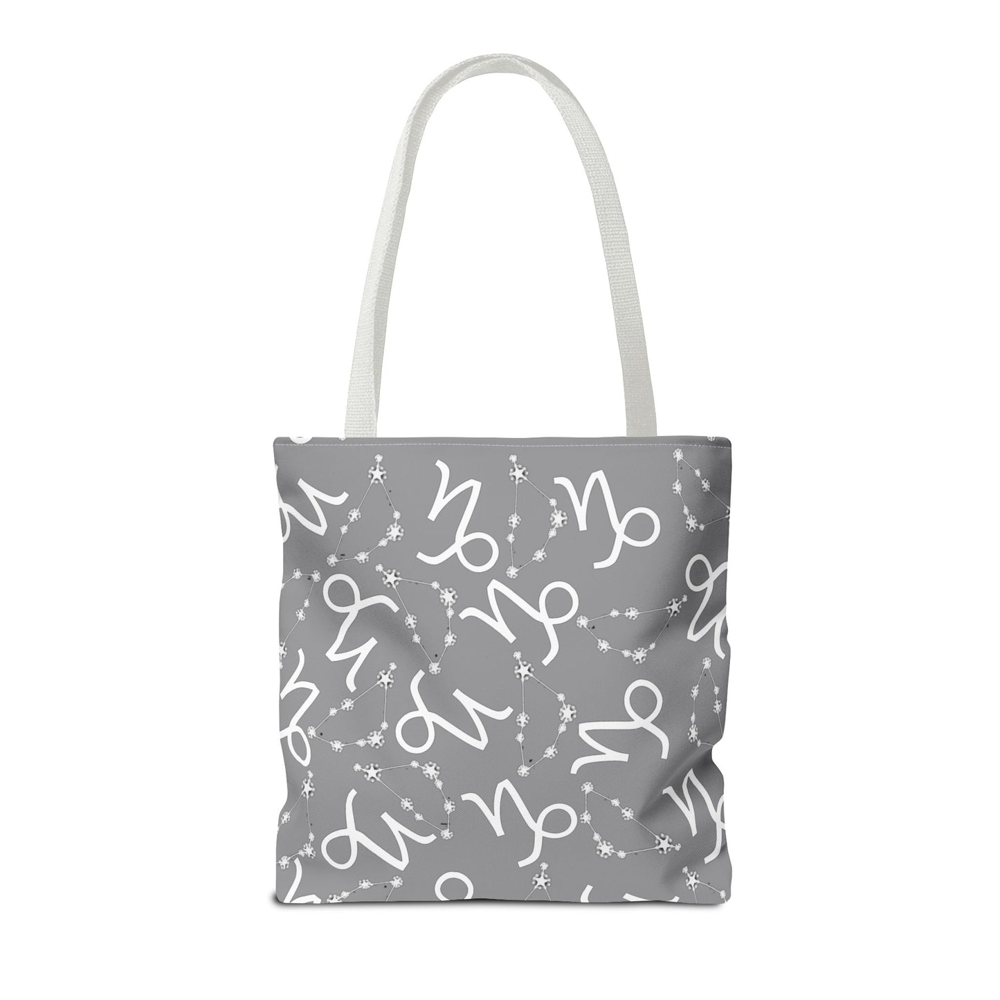 Tote Bag, Capricorn Zodiac Sign, AOP, (Grey, White)
