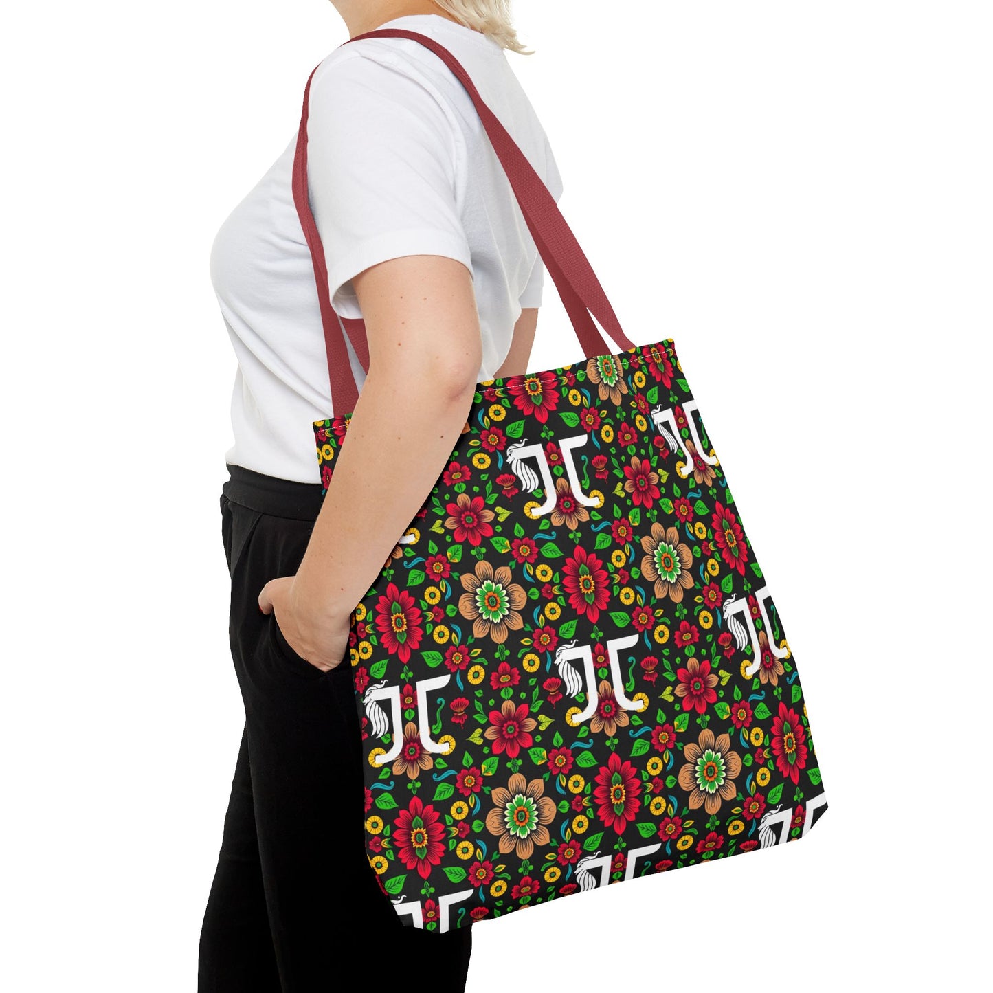 Tote Bag, (AOP), Gemini, Zodiac, Flower Pattern