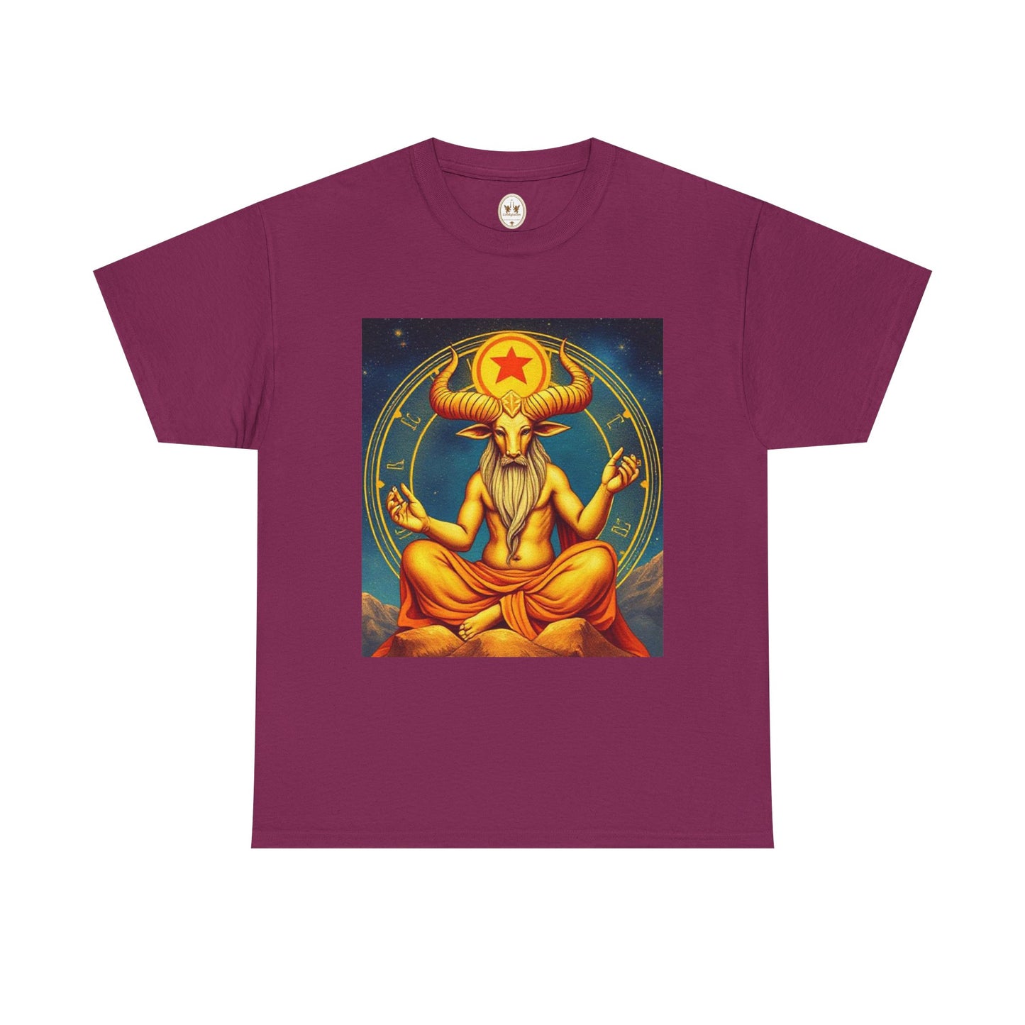 Unisex Heavy Cotton T-Shirt, Meditating Bull, Taurus Zodiac Design