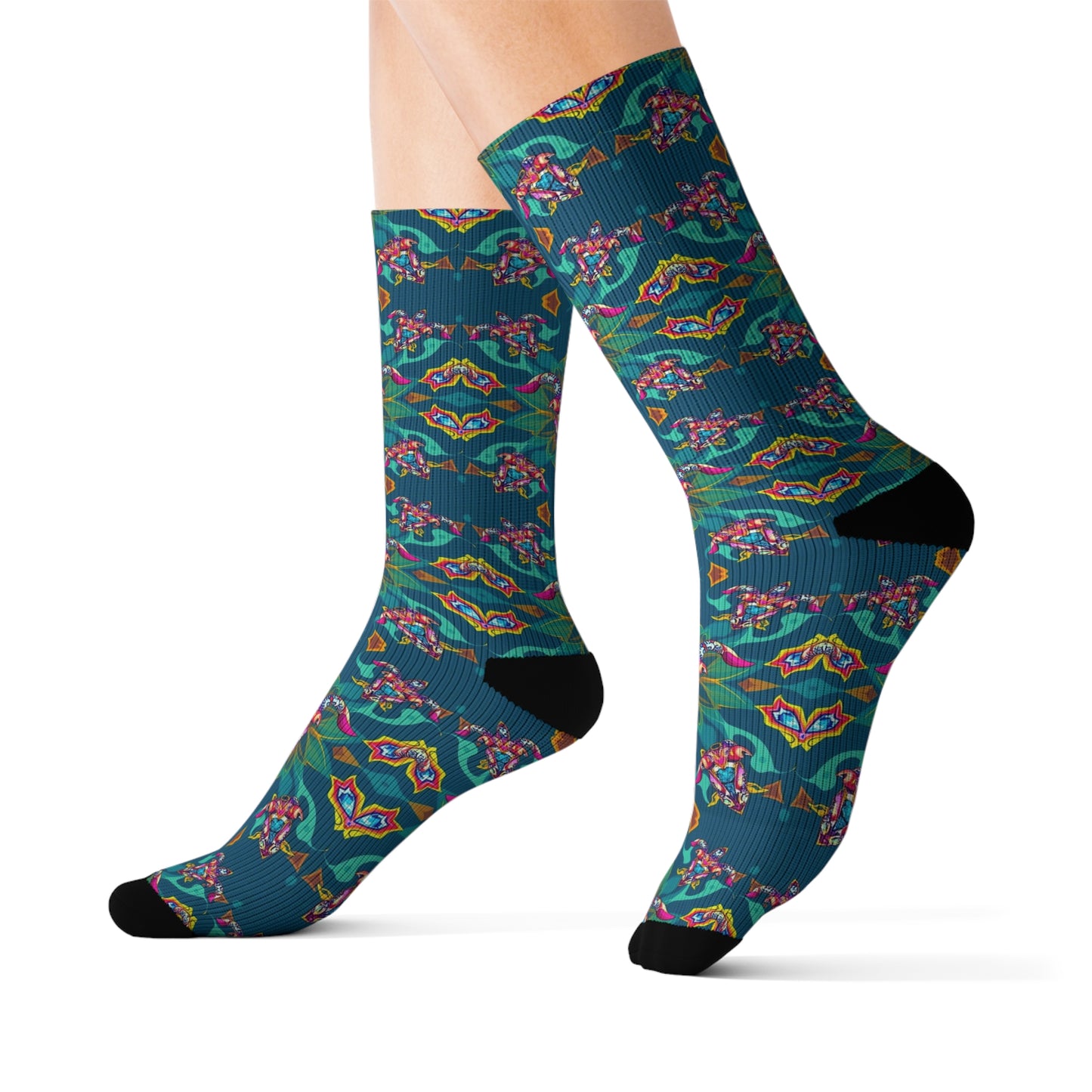 Sublimation Socks, Taurus, Zodiac v2, Jewel Pattern