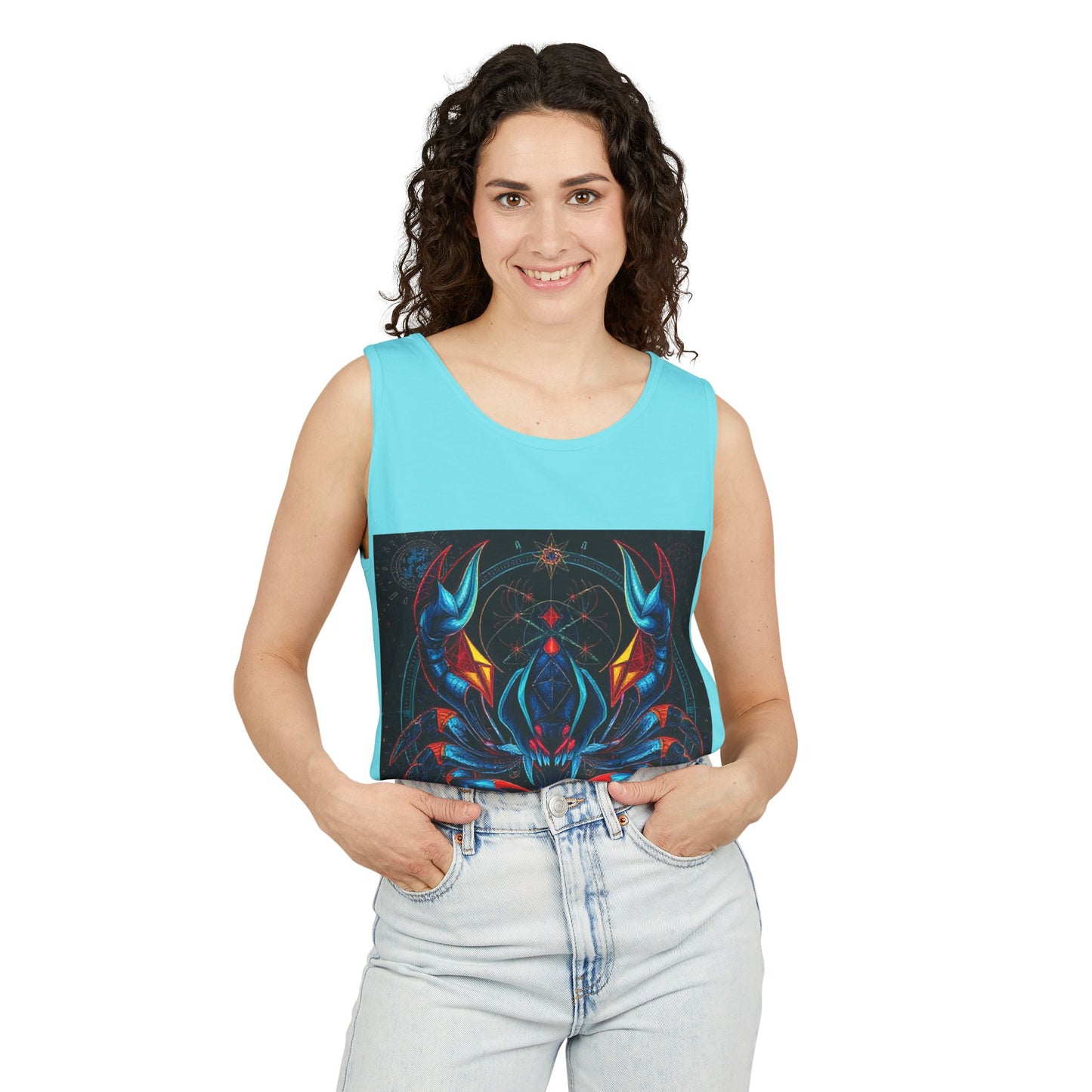Unisex Garment-Dyed, Tank Top, Scorpio Design, Pop Art v1, 100% US cotton