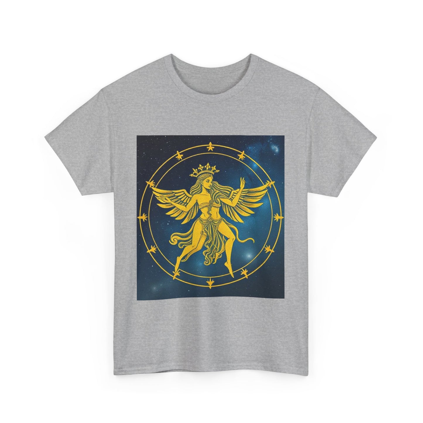 Unisex Heavy Cotton T-Shirt, Twin Angel v3, Gemini Zodiac Design