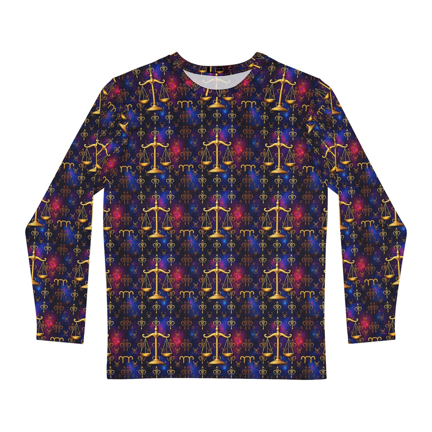 Men's Long Sleeve Shirt, (AOP), Libra, Zodiac v2, Pattern