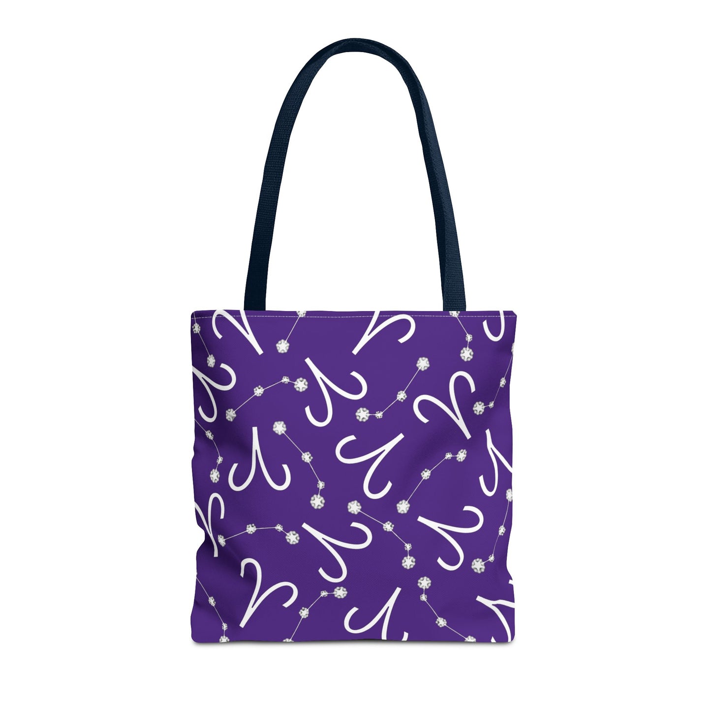 Tote Bag, Aries Zodiac Sign, AOP, (Purple, White)