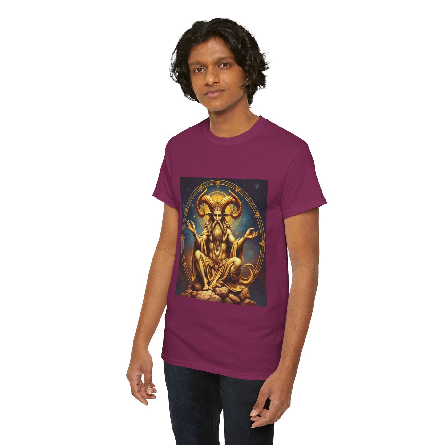 Unisex Heavy Cotton T-Shirt, On The Throne, Taurus Zodiac Design