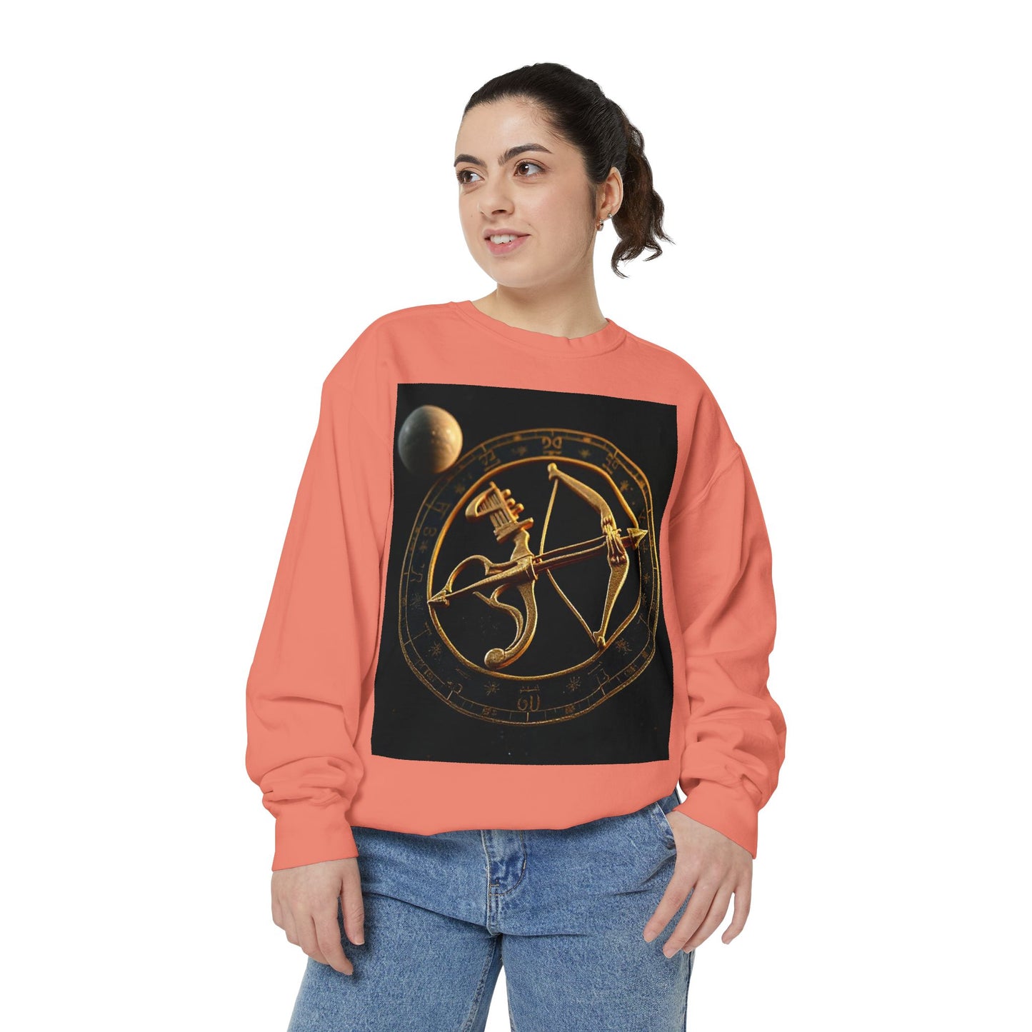 Garment-Dyed Sweatshirt, Unisex, Space Symbol Design, Sagittarius