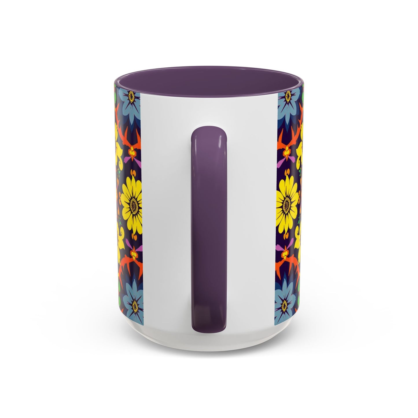 Accent Coffee Mug, Aquarius, Zodiac v1, Flower Pattern, (11, 15oz)