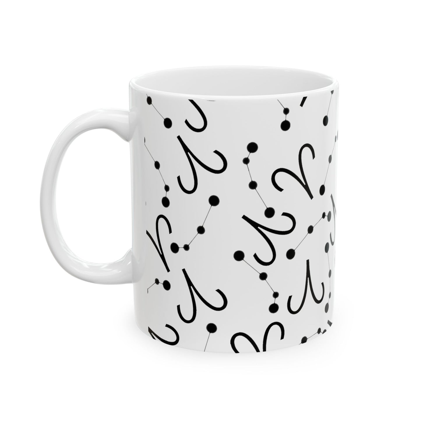 Ceramic Mug, (11oz, 15oz), Ceramic Coffee Mug, AOP, Constellation & Symbol, Aries Zodiac Design