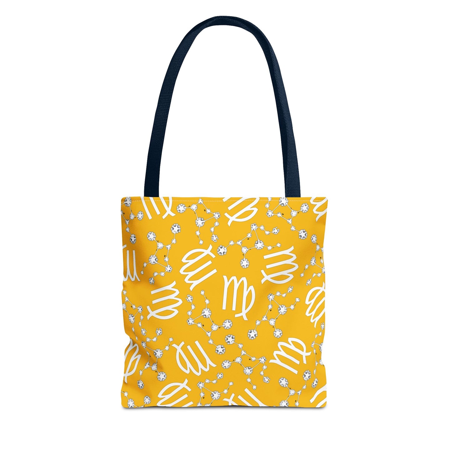 Tote Bag, Virgo Zodiac Sign, AOP, (Yellow White)