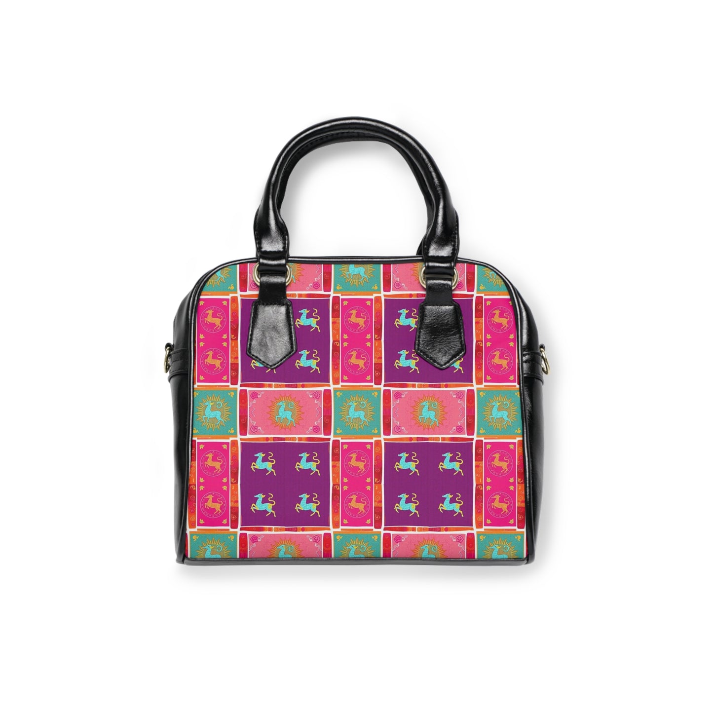 Shoulder Handbag, Capricorn, Zodiac v4, Shapes Pattern