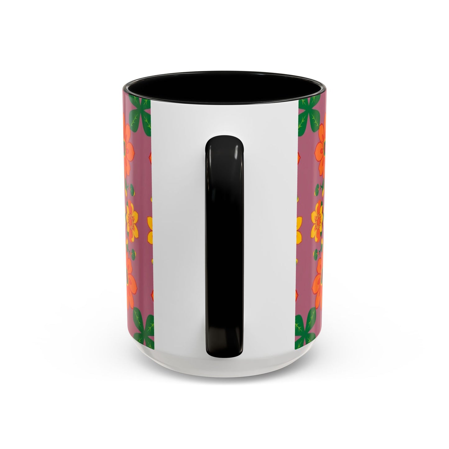 Accent Coffee Mug, Aries, Zodiac v1, Flower Pattern, (11, 15oz)