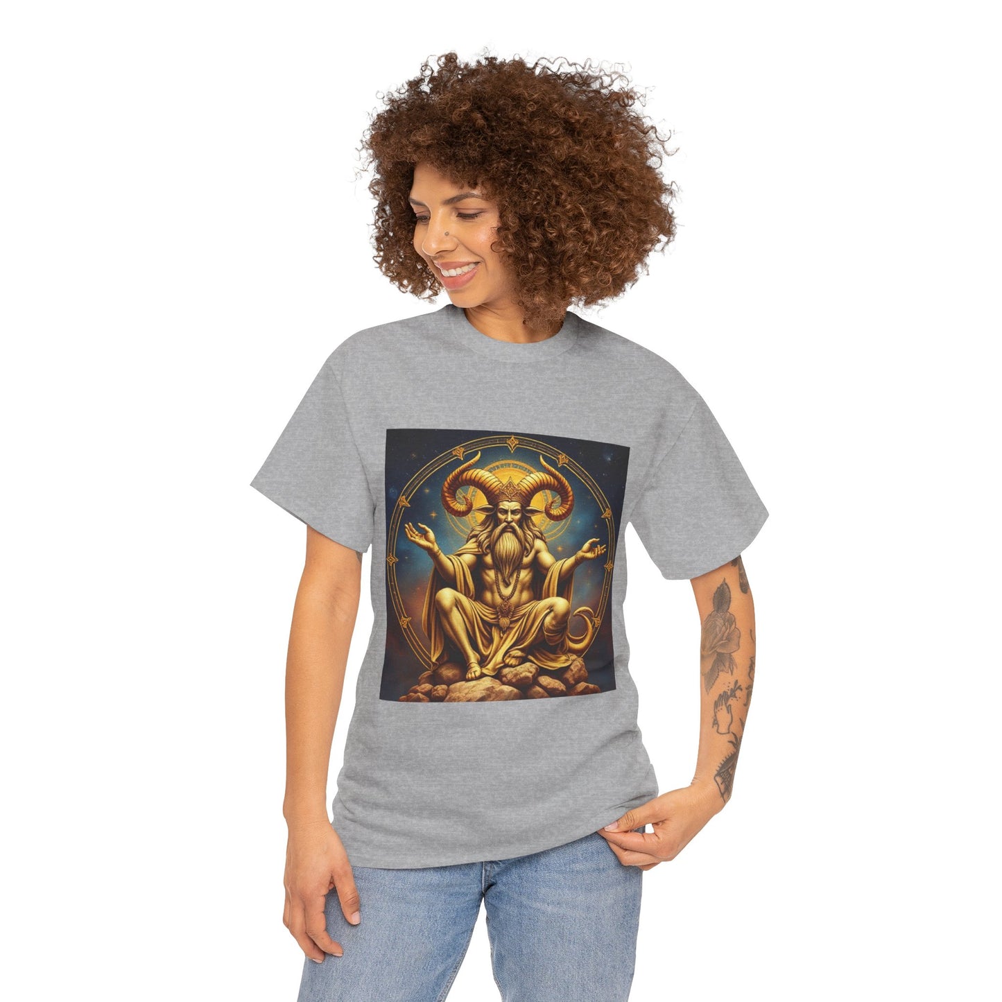 Unisex Heavy Cotton T-Shirt, On The Throne, Taurus Zodiac Design