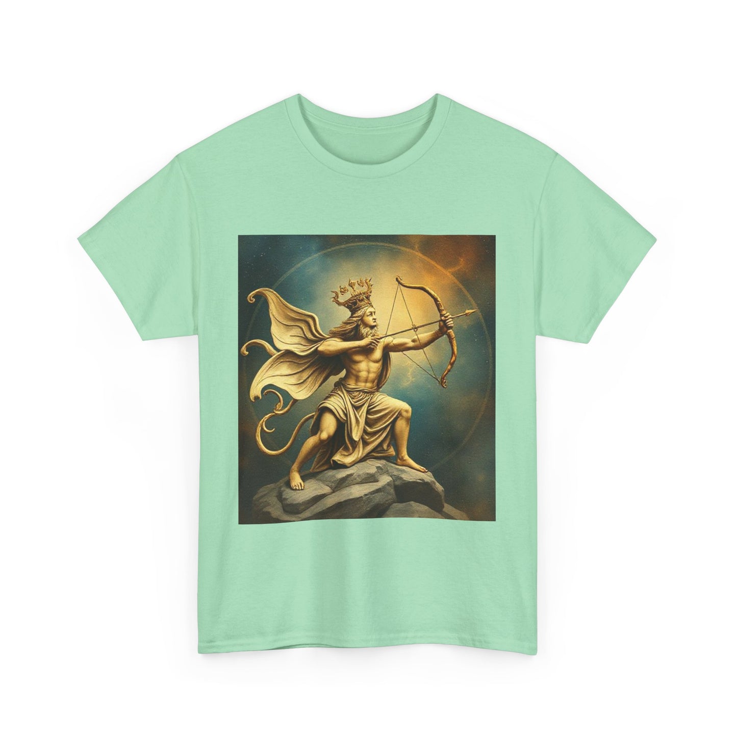 Unisex Heavy Cotton T-Shirt, Sagittarius King, Bow & Arrow, Zodiac Design
