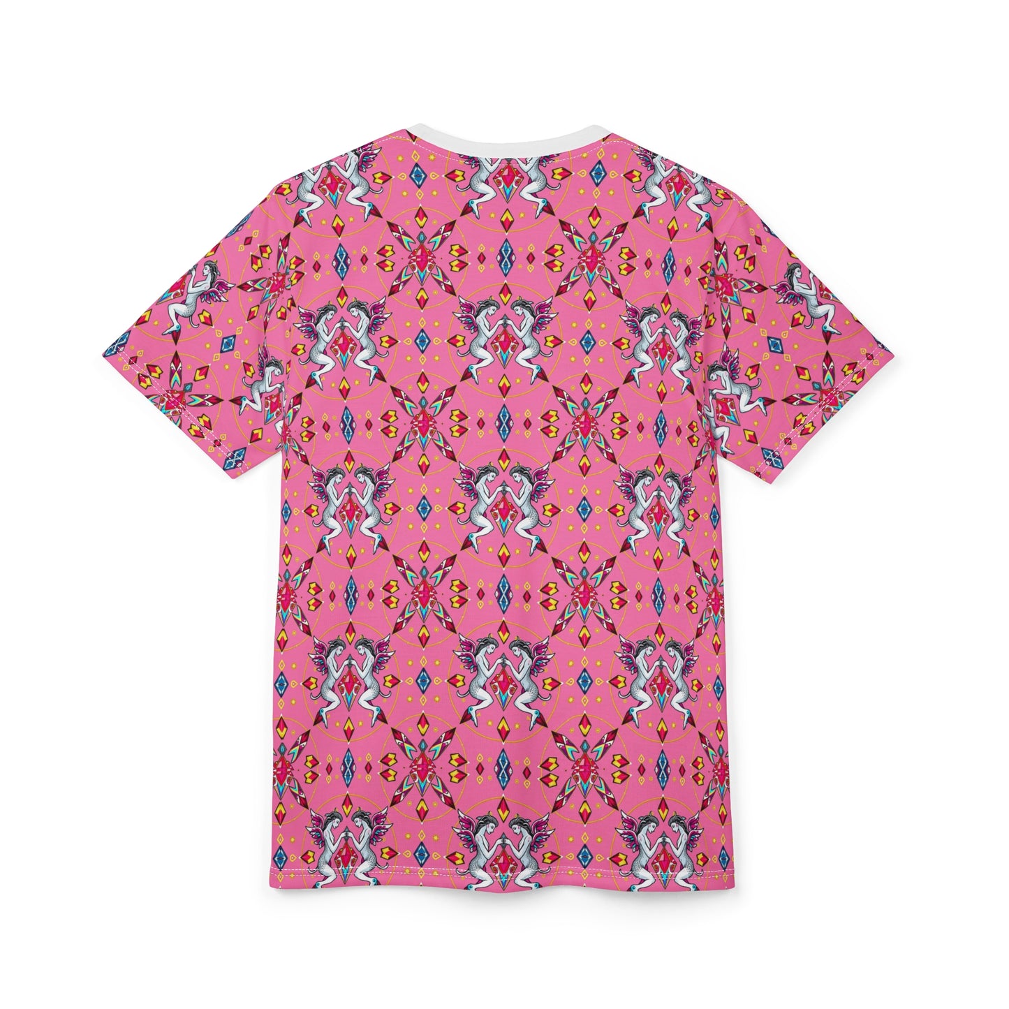 Unisex Cut & Sew T-Shirt, (AOP), Gemini, Zodiac, Jewels Pattern