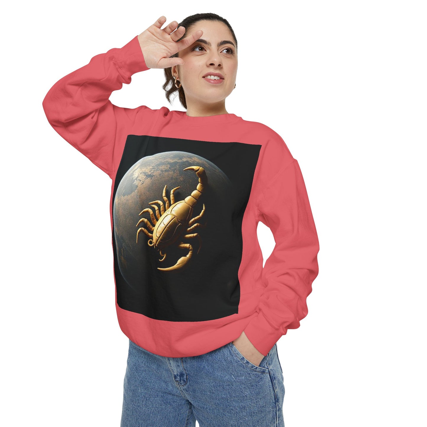 Garment-Dyed Sweatshirt, Unisex, Space Animal Design v1, Scorpio