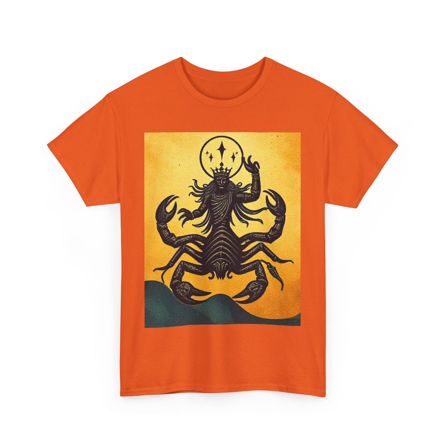Unisex Heavy Cotton T-Shirt, Scorpion King, Print Art v1, Scorpio Zodiac Design