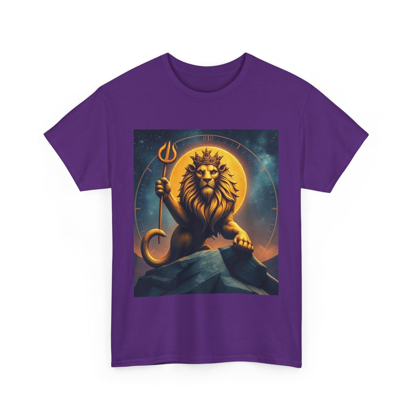 Unisex Heavy Cotton T-Shirt, King of Lions v2, Leo Zodiac Design