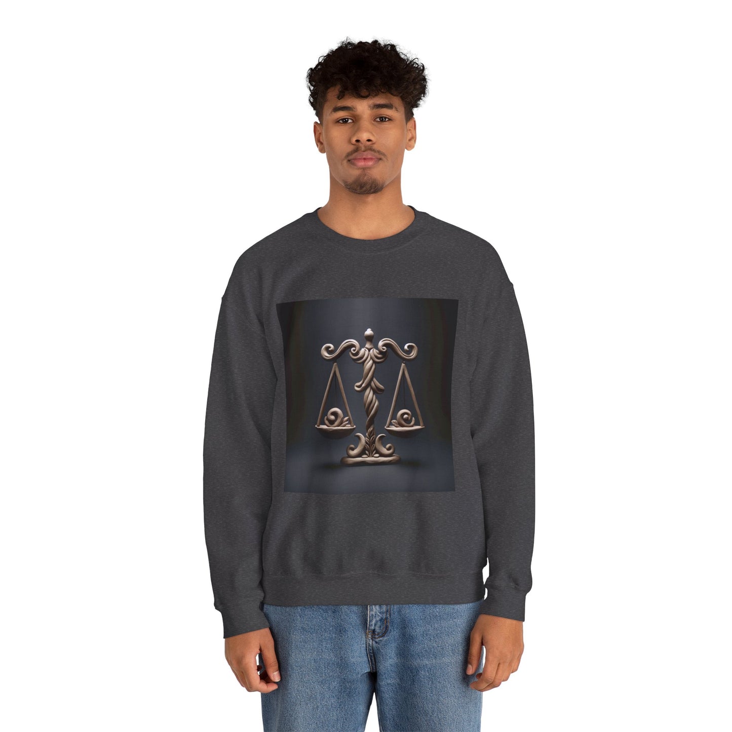 Unisex Heavy Blend™ Crewneck Sweatshirt, Brown Scale, Libra Zodiac Design