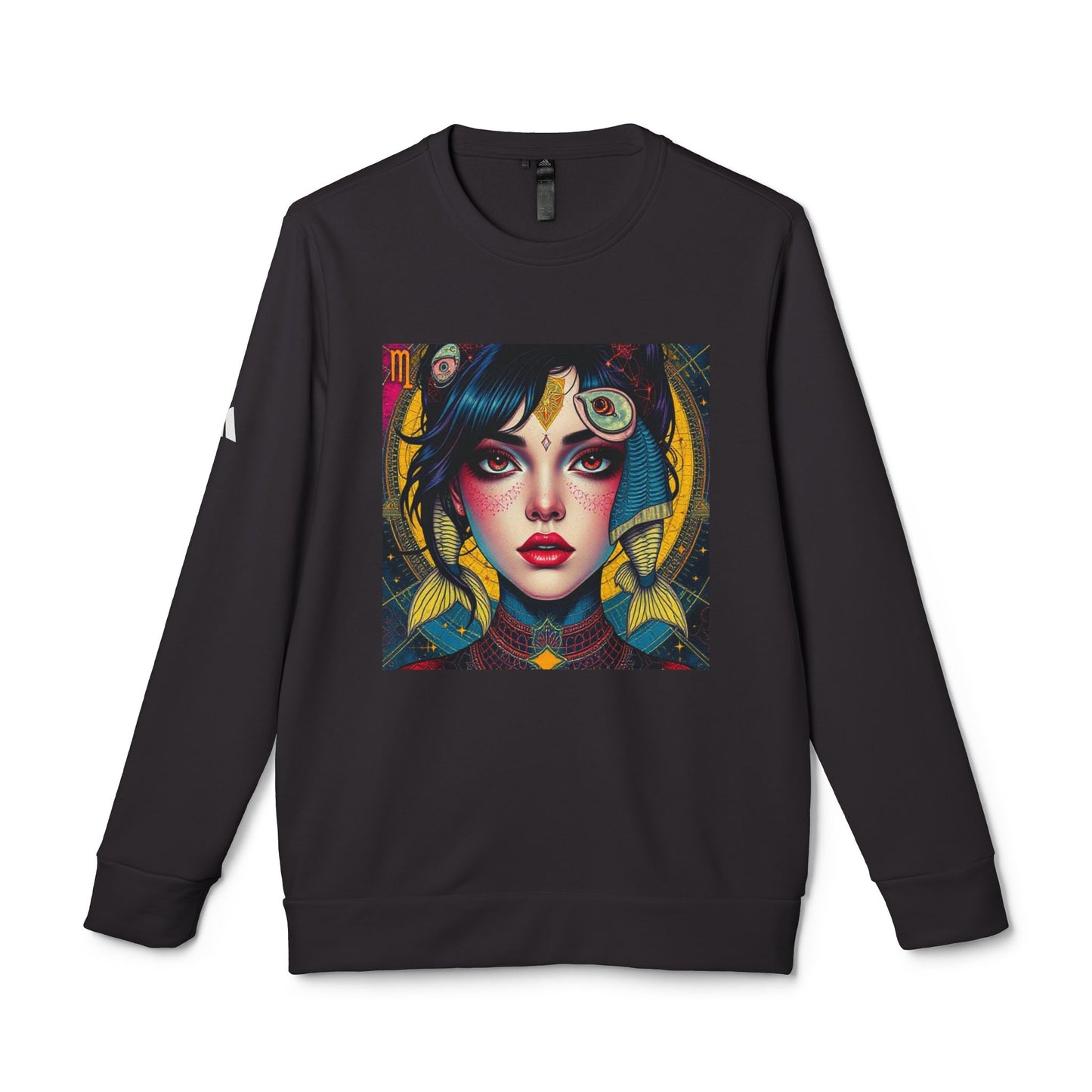 Adidas, Unisex Fleece Crewneck Sweatshirt, Pisces, Pop Art v1, Zodiac