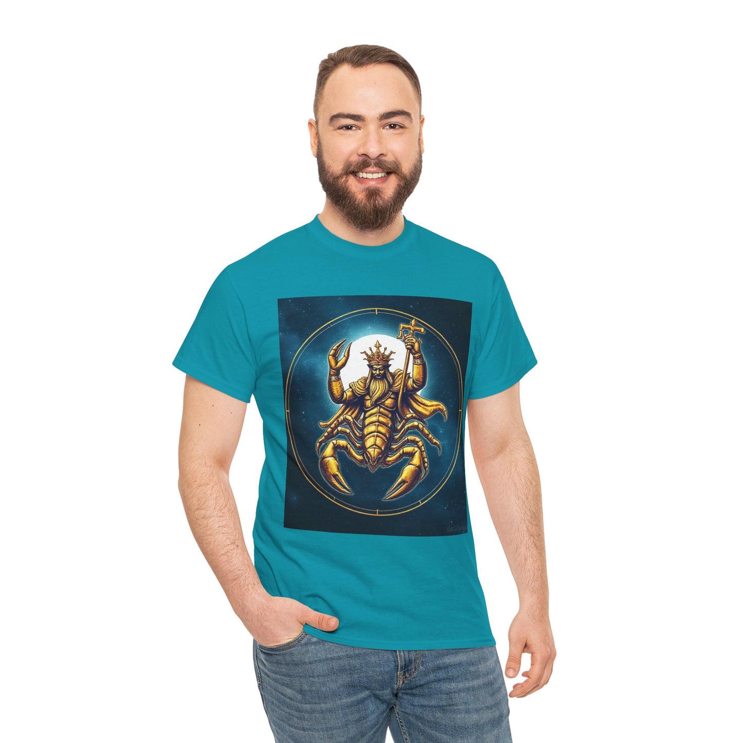 Unisex Heavy Cotton T-Shirt, Moon v1, Scorpio Zodiac Design