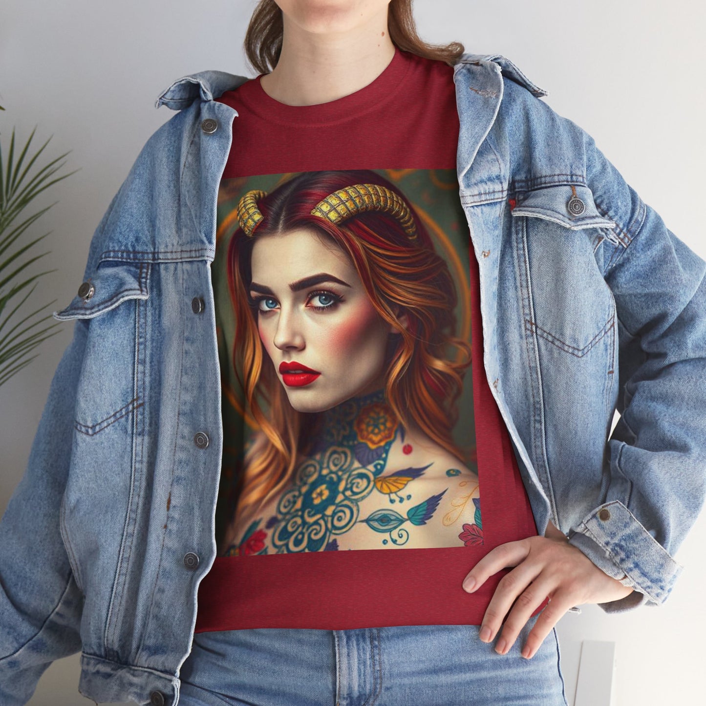 Unisex Heavy Cotton T-Shirt, Capricorn, Zodiac v3, Sexy Art