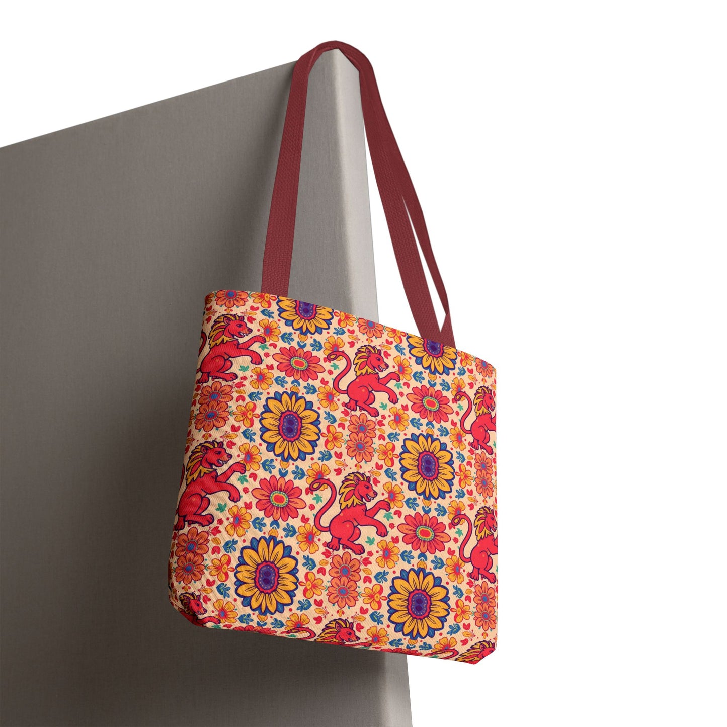 Tote Bag (AOP), Leo, Zodiac v2, Flower Pattern