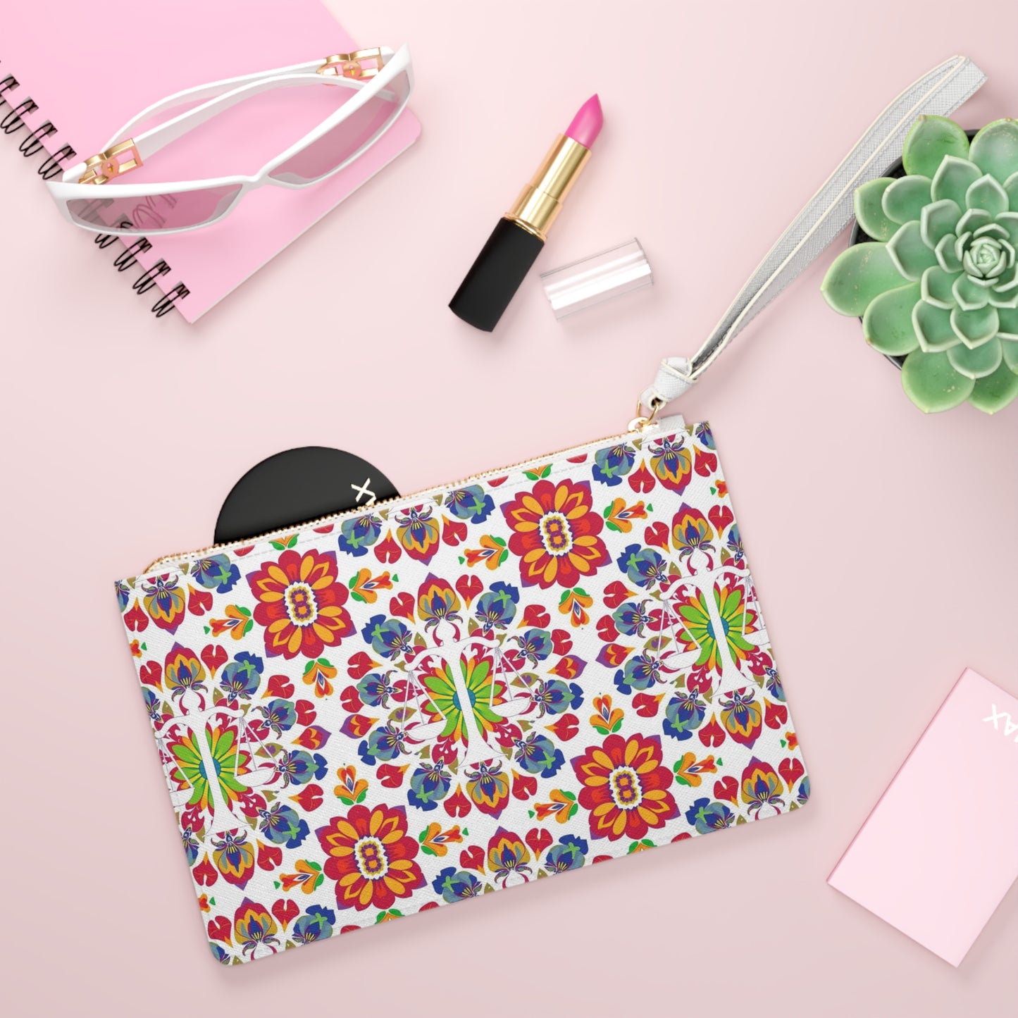 Clutch Bag, Libra, Zodiac v4, Flower Pattern