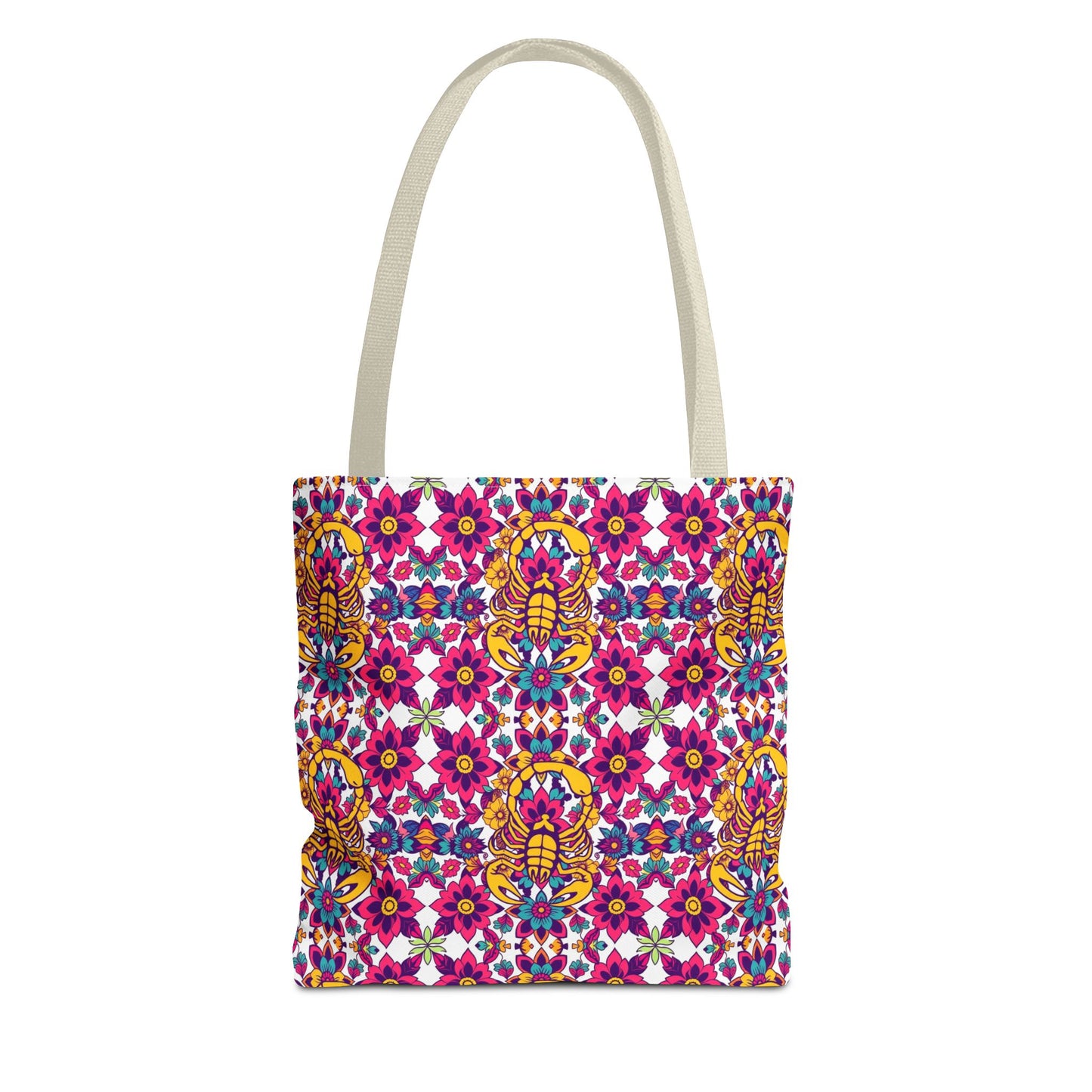 Tote Bag (AOP), Scorpio, Zodiac v1, Flower Pattern