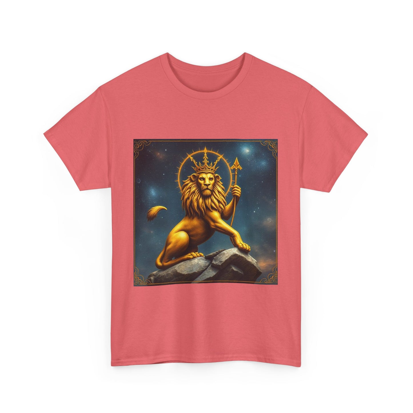 Unisex Heavy Cotton T-Shirt, King of Lions, Leo Zodiac Design