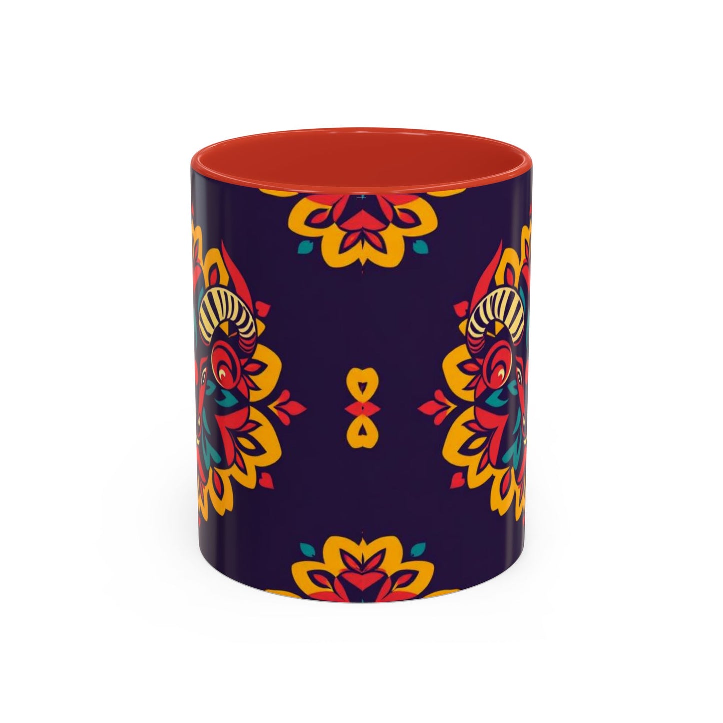 Accent Coffee Mug, Taurus, Zodiac v4. Flower Pattern, (11, 15oz)