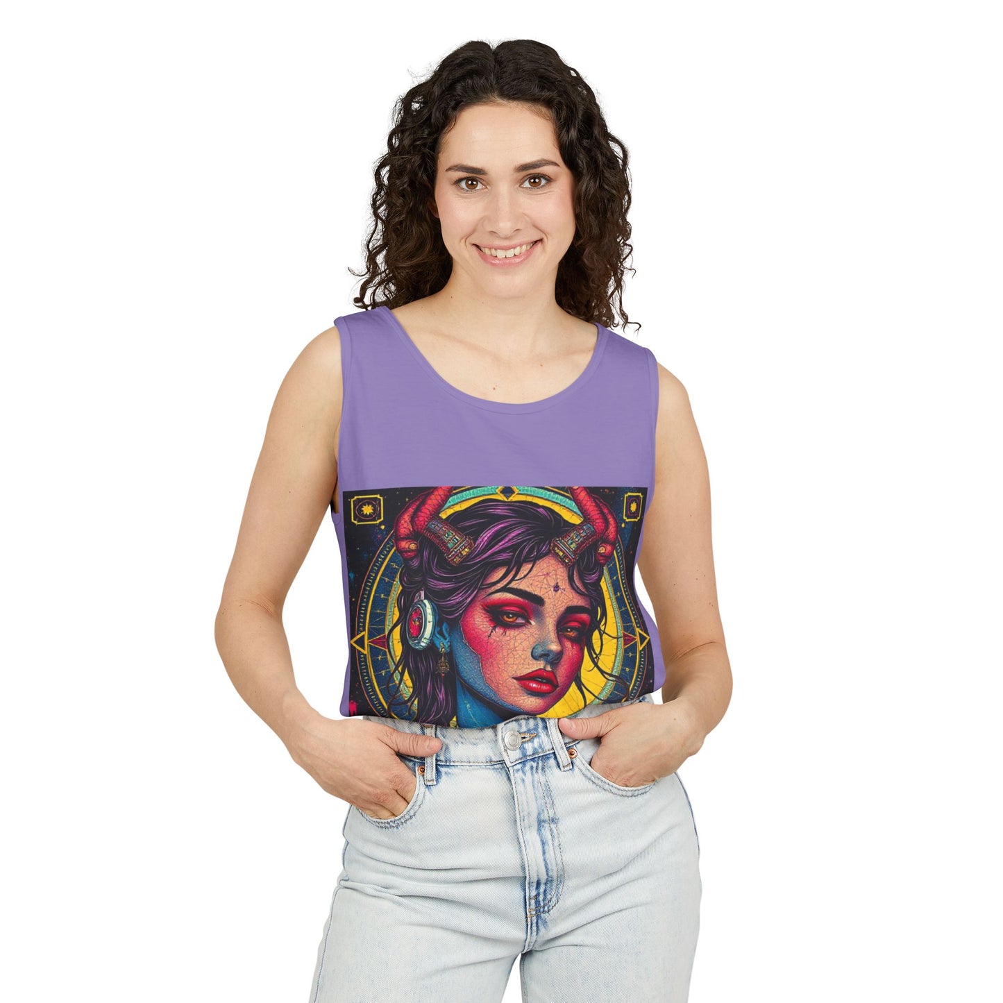 Unisex Garment-Dyed, Tank Top, Scorpio Design, Pop Art, 100% US cotton