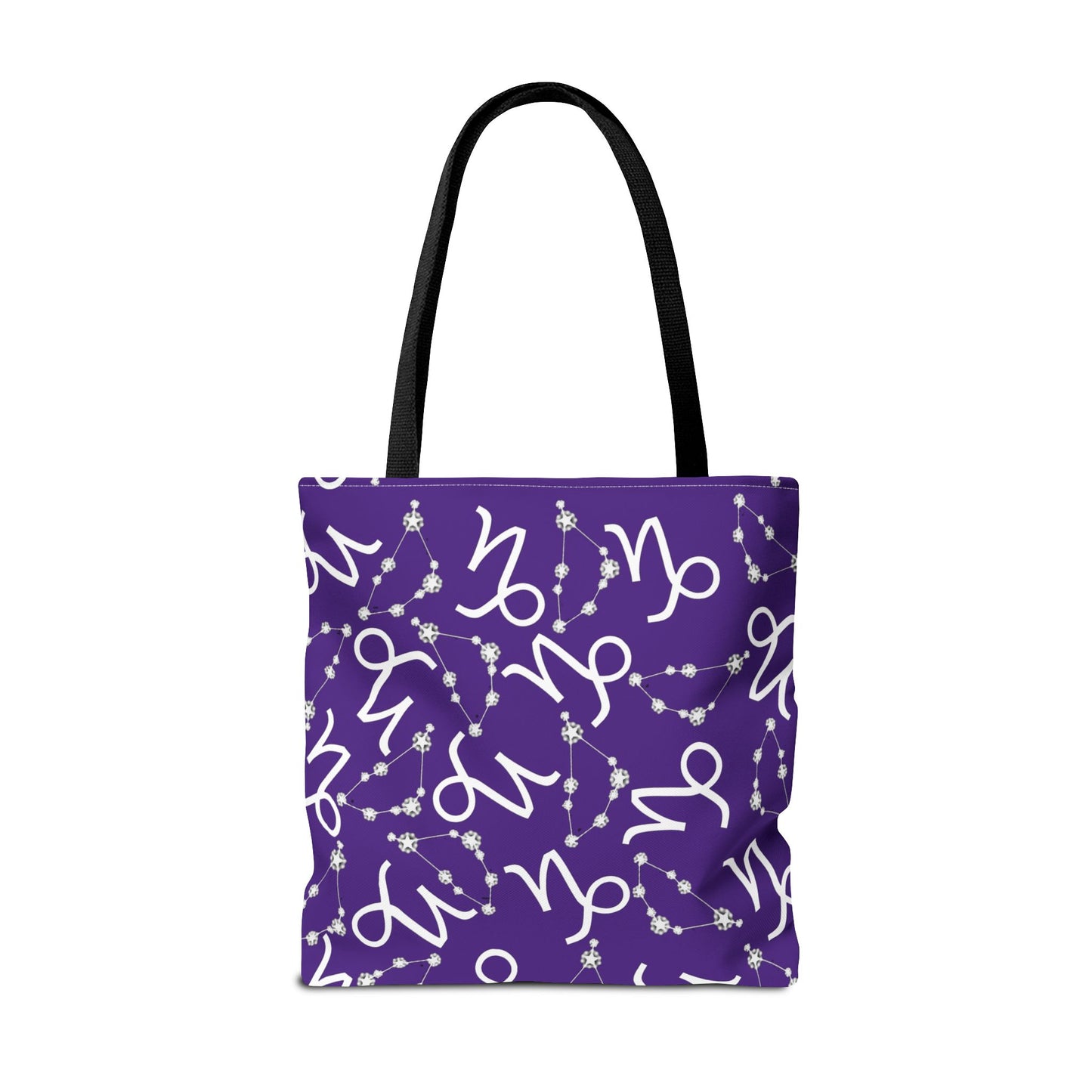 Tote Bag, Capricorn Zodiac Sign, AOP, (Purple, White)