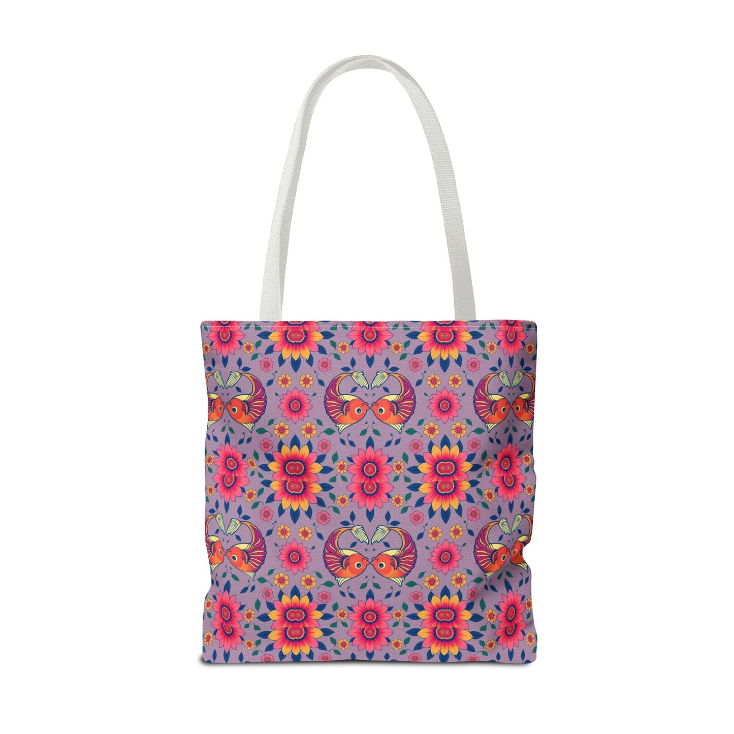 Tote Bag (AOP), Pisces, Zodiac v2, Flower Pattern
