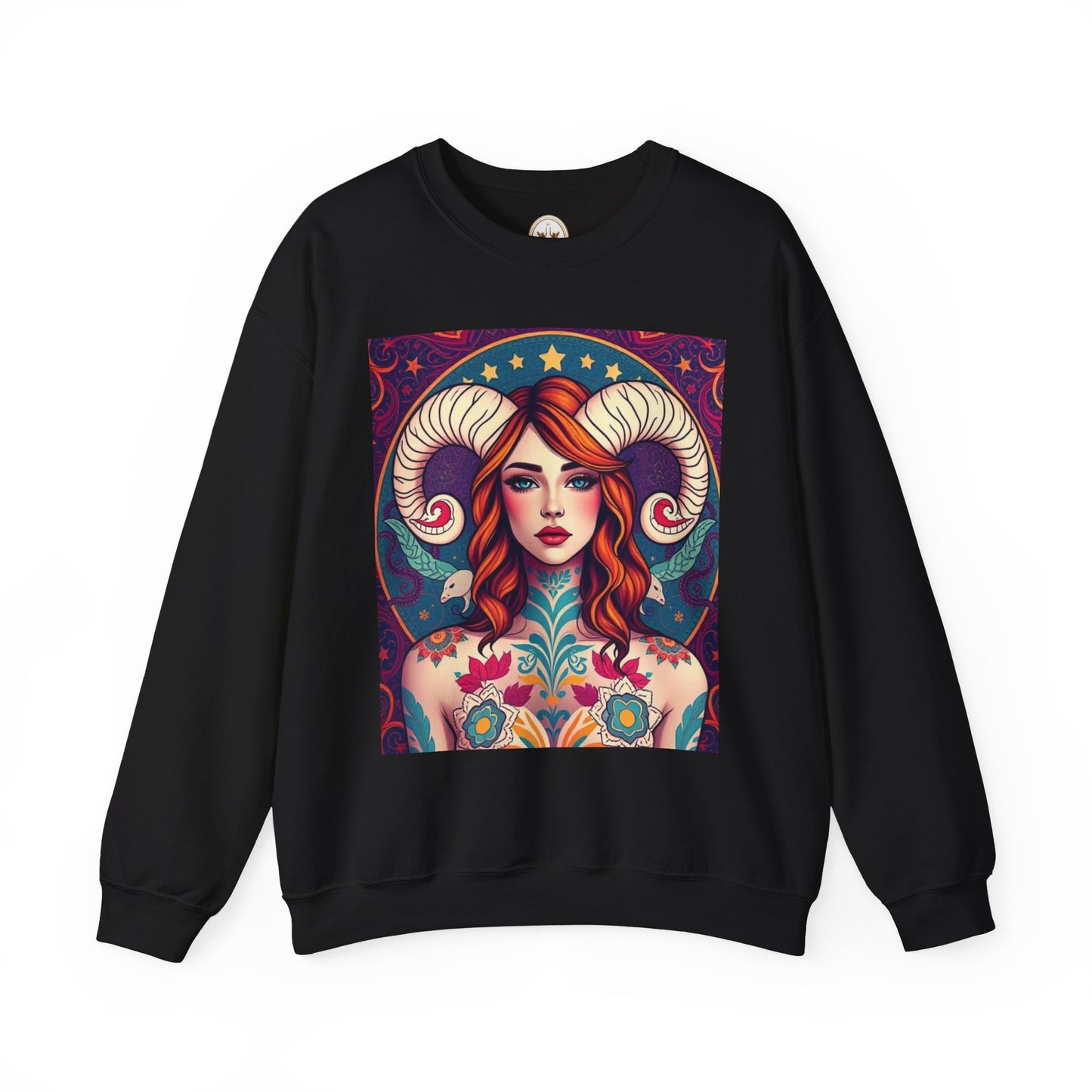 Unisex Heavy Blend™ Crewneck Sweatshirt, Aries, Zodiac v1, Sexy Pattern