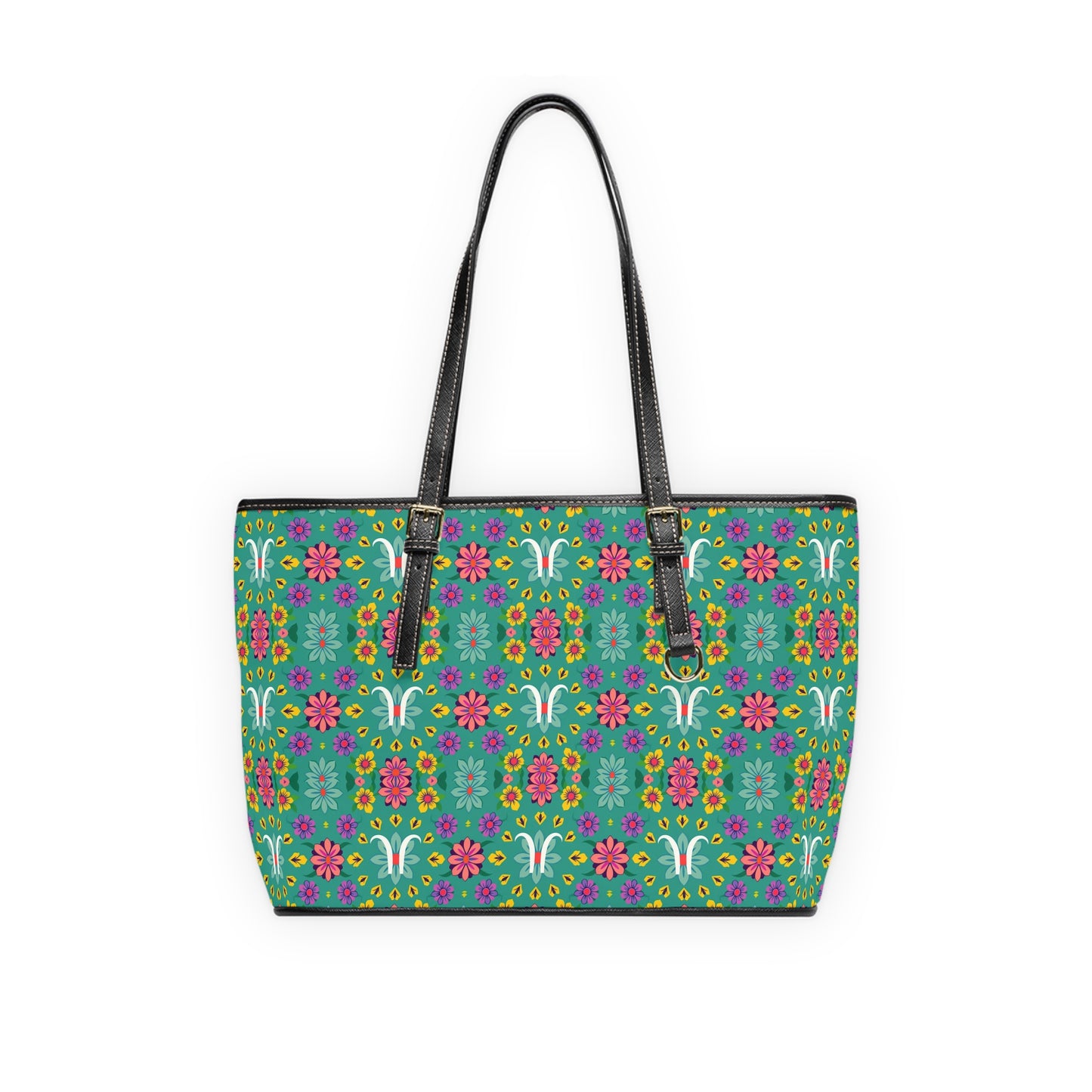 Leather Shoulder Bag, Aquarius, Zodiac v2, Flower Pattern