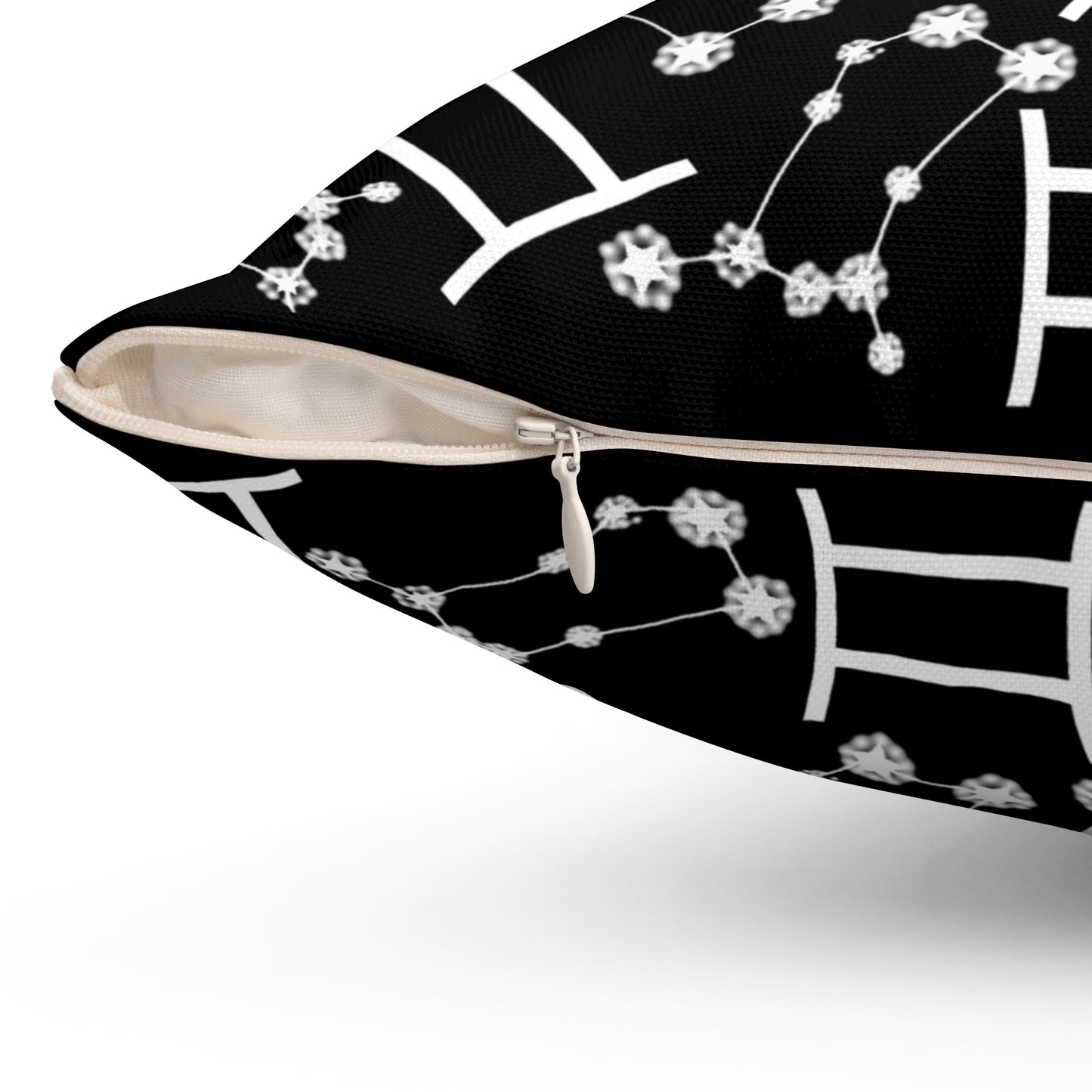 Zodiac Spun Polyester Square Pillow Gemini Zodiac Sign Black Pillow