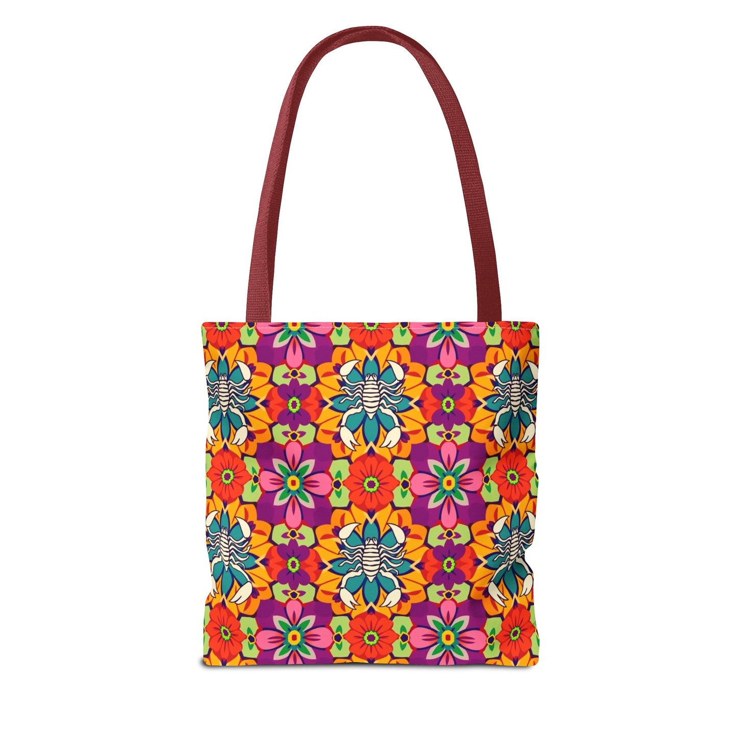 Tote Bag, (AOP), Scorpio, Zodiac v3, Flower Pattern