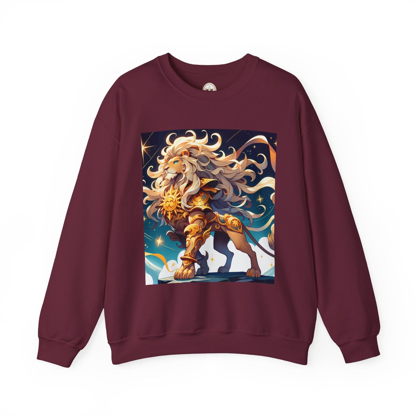Unisex Heavy Blend™ Crewneck Sweatshirt,Cool Lion with White Hair, Leo Zodiac Design