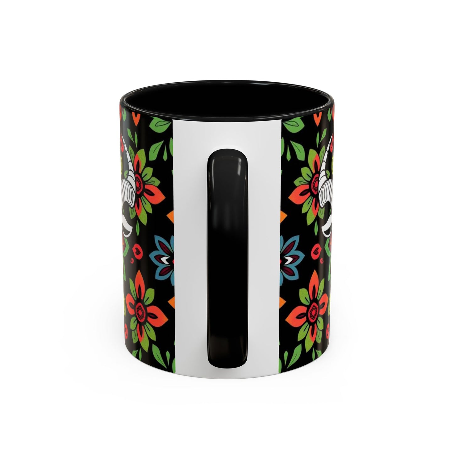Accent Coffee Mug, Taurus, Zodiac v2. Flower Pattern, (11, 15oz)